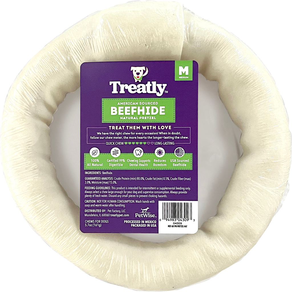 Treatly American Beefhide Pretzel (NATURAL, 6 IN-1 PK)