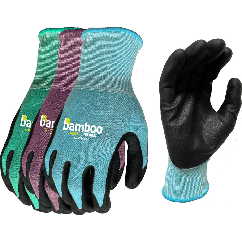 Bellingham Bamboo Gardener Nitrile Palm Gloves (ASSORTED, SM)