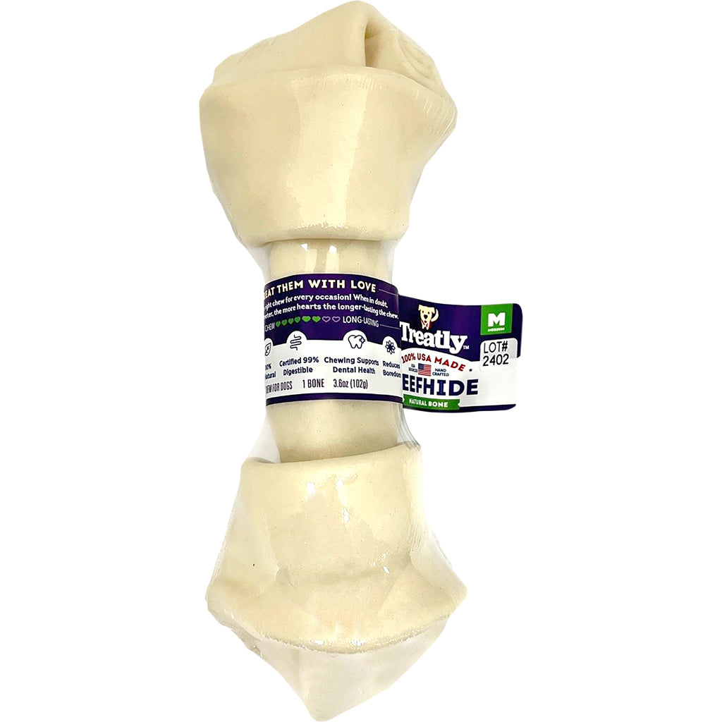 Treatly 100% Usa Beefhide Bone Banded (NATURAL, 7 IN-1 PK)