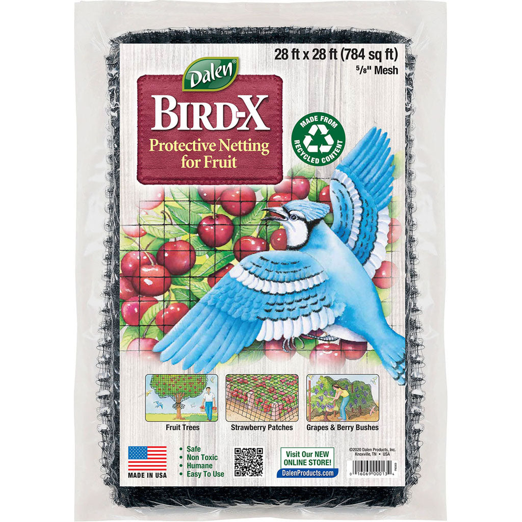 Bird-X Protective Netting - Fruit & Veg 5/8 Mesh (BLACK, 28X28 FT)
