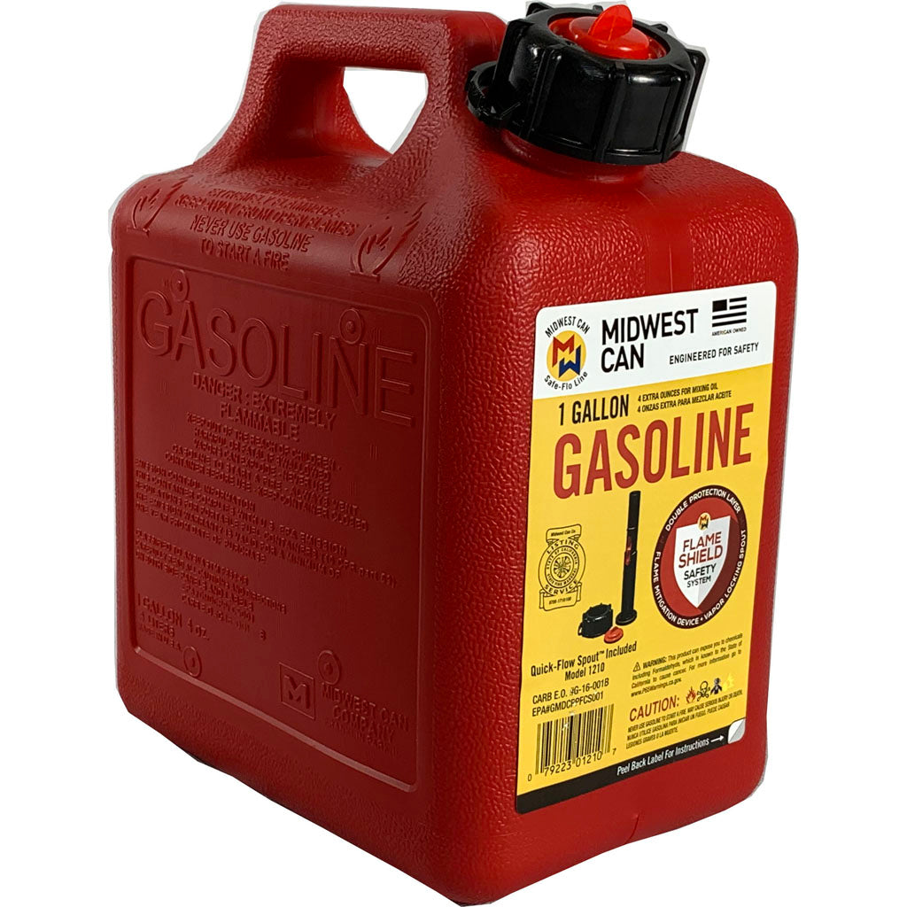 Plastic Gas Can W/Quick-Flow Spout (RED, 1 GAL)