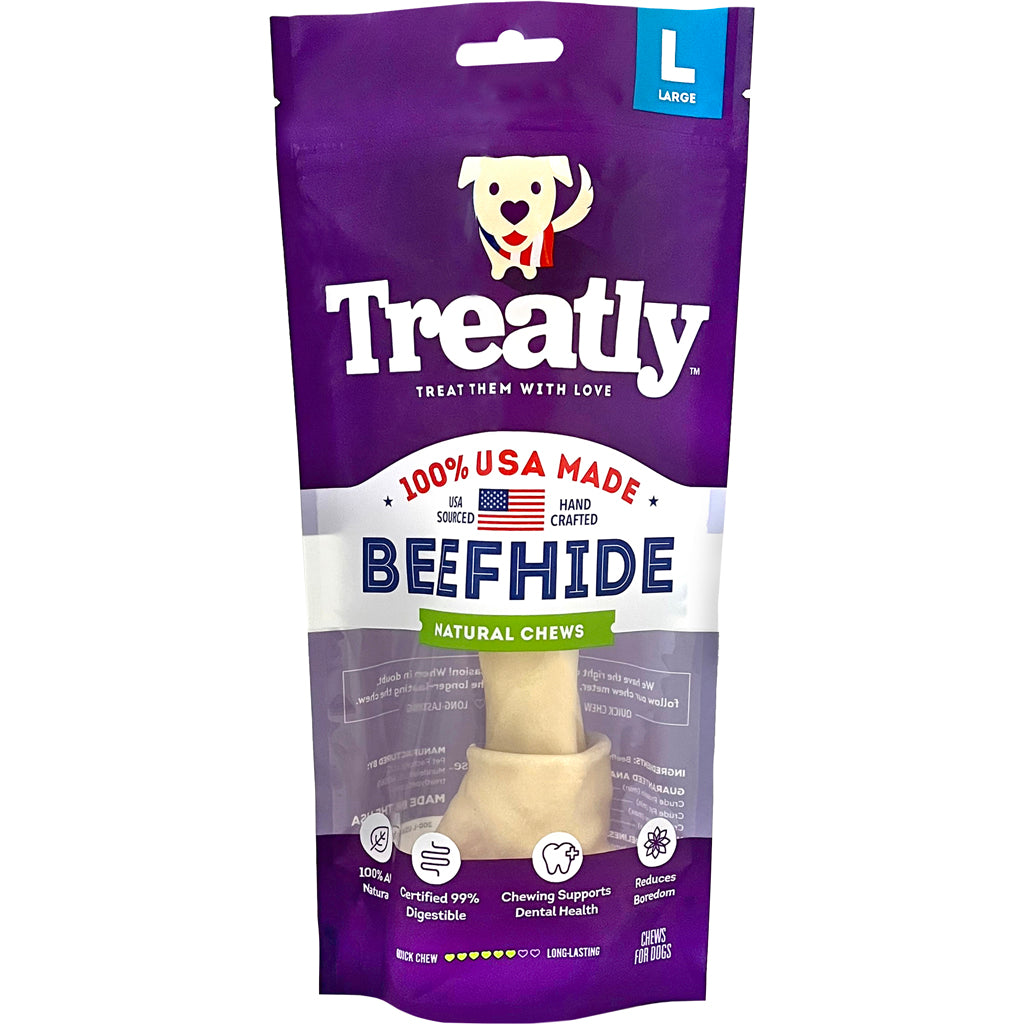 Treatly 100% Usa Beefhide Bone W/Header Card (NATURAL, 9 IN-1 PK)