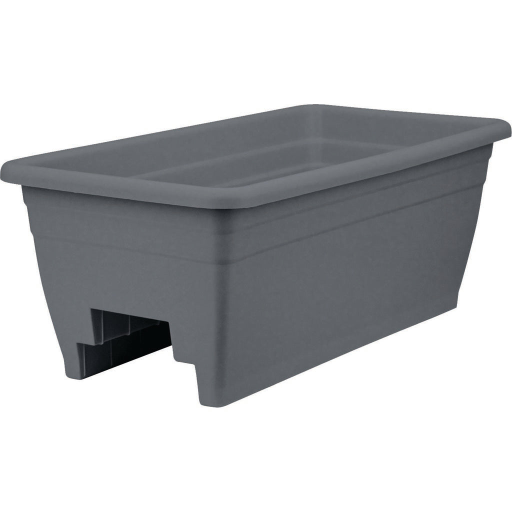 Deck Rail Plastic Box Planter (GRAY, 24 IN)