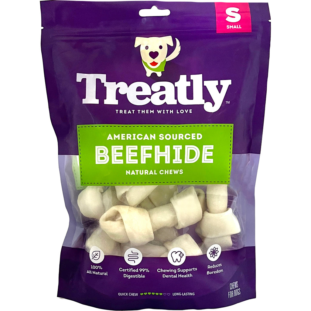 Treatly American Beefhide Bones (NATURAL, 4 IN-8 PK)