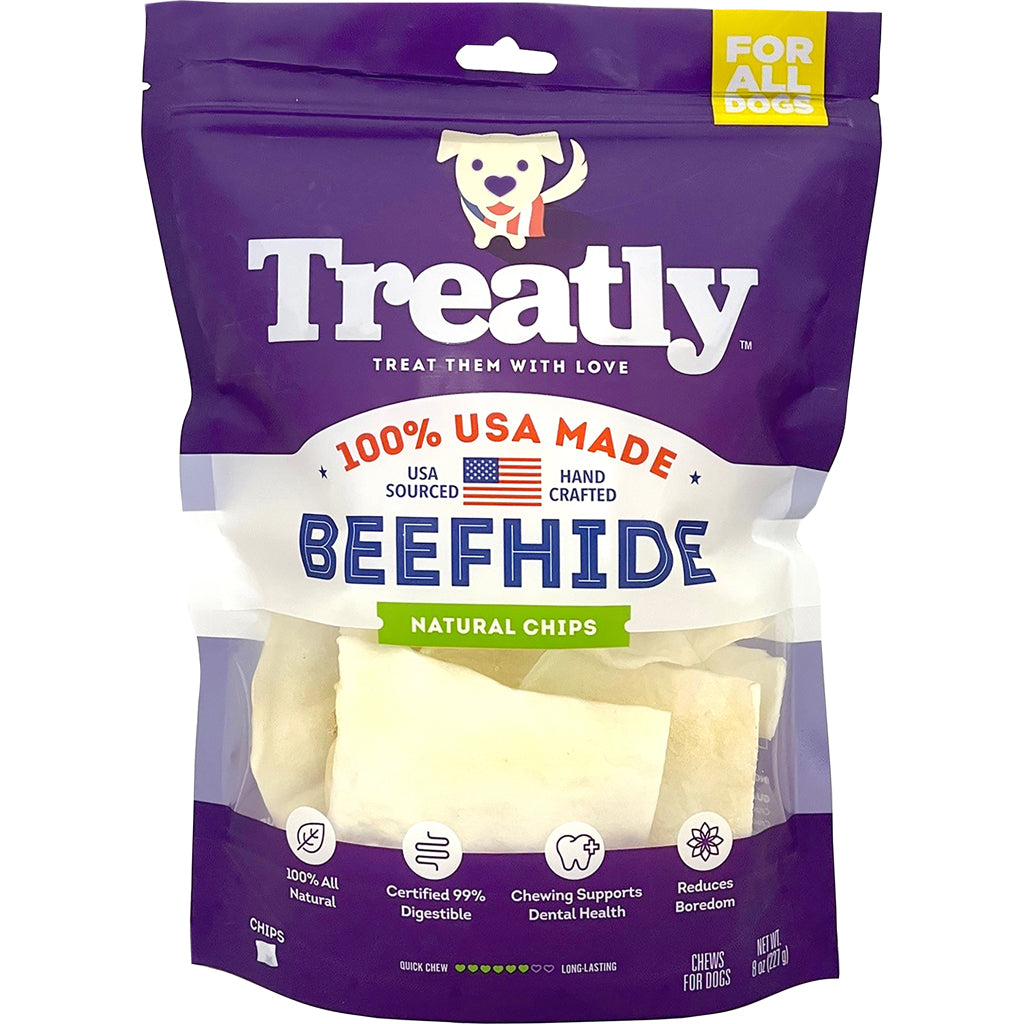 Treatly 100% Usa Beefhide Chips (NATURAL, 8 OZ)