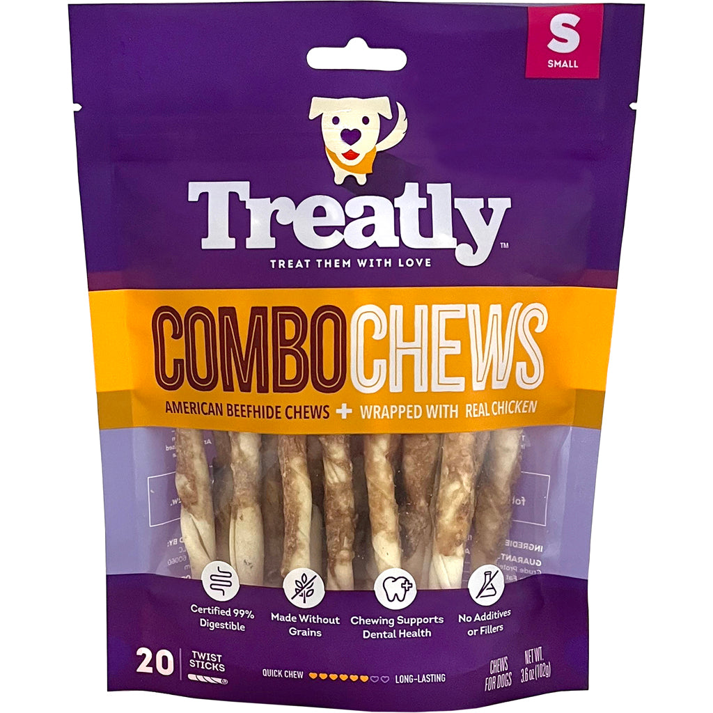 Treatly Beefhide Combo Chews Chip Rolls W/Meat Wra (CHICKEN, SM-20 PK)