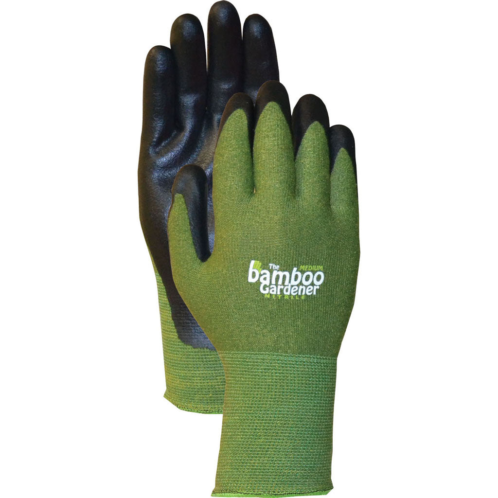 Bellingham Bamboo Gardener Nitrile Palm Gloves (GREEN, XL)
