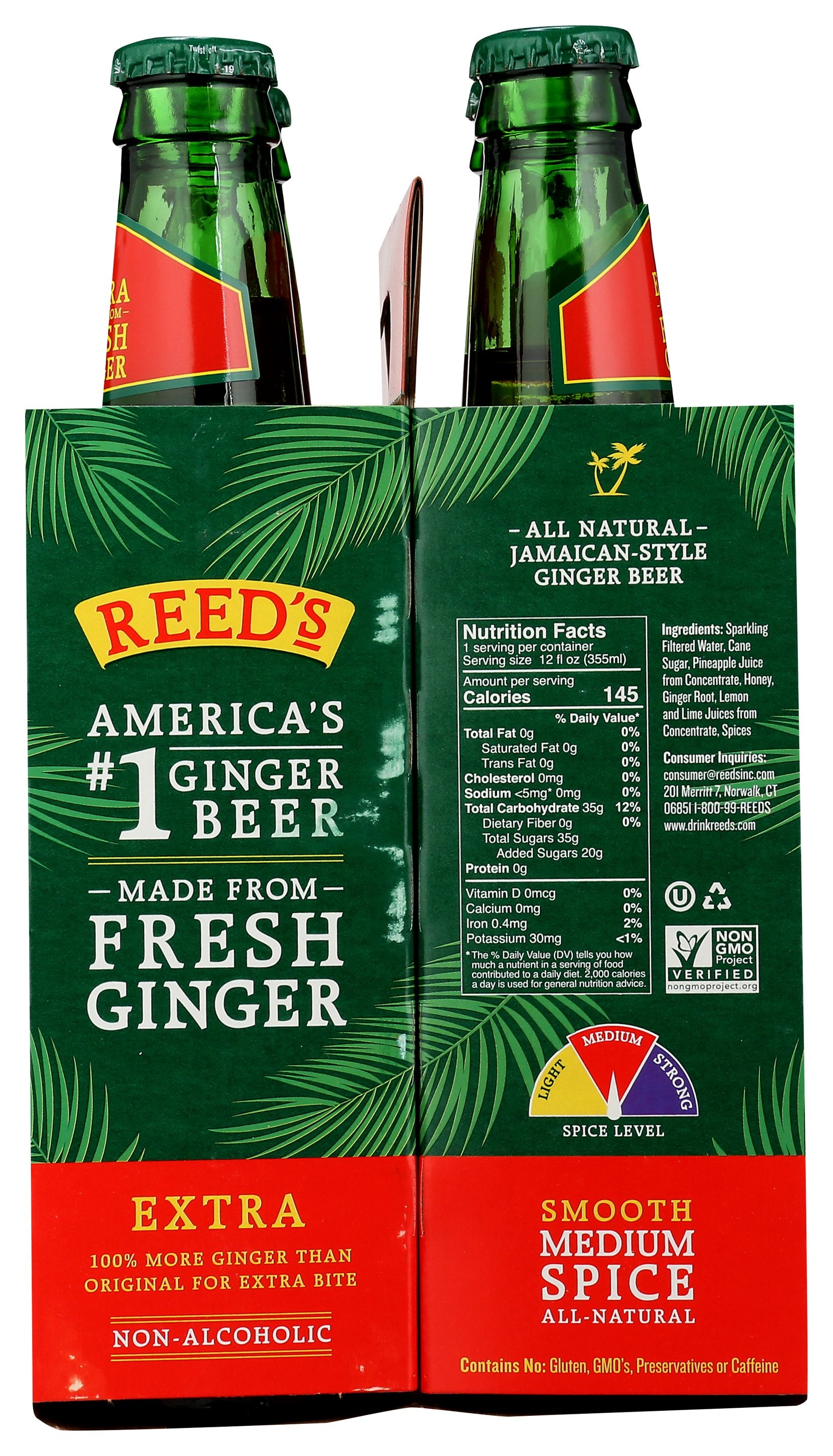 REEDS SODA 4PK GINGER EXTRA