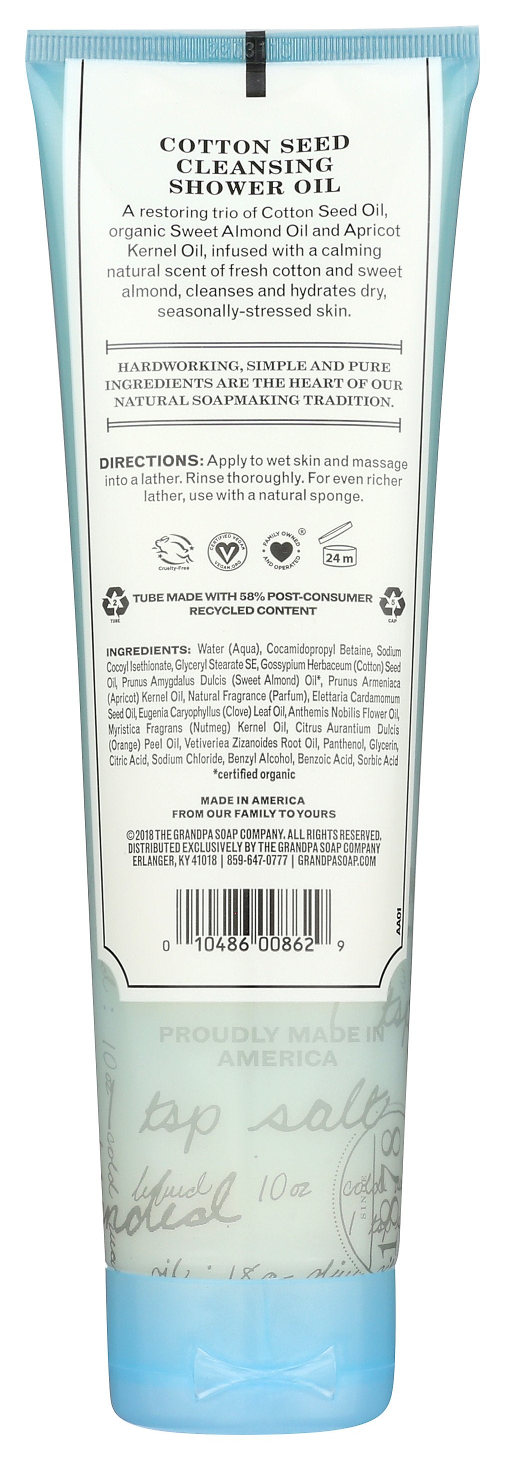 GRANDPAS SHOWER OIL COTTON SEED - Case of 3