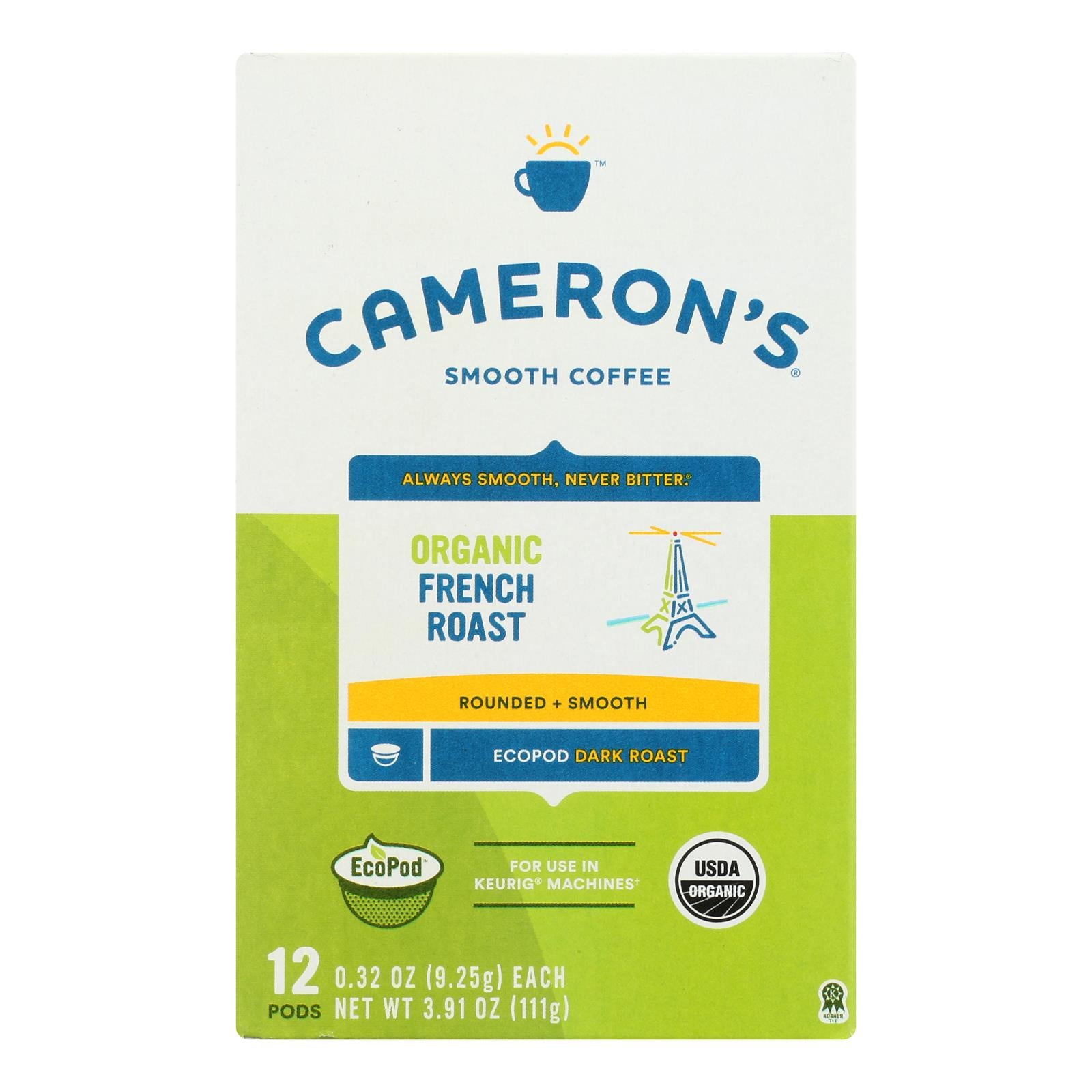 Cameron’s Specialty Coffee, Organic French Roast  - Case Of 6 - 12 Ct