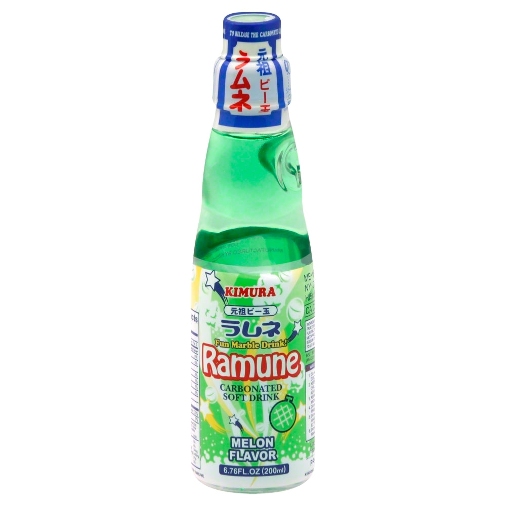 Kimura Beverage Ramune Melon - Case of 18 - 6.76 fl oz.
