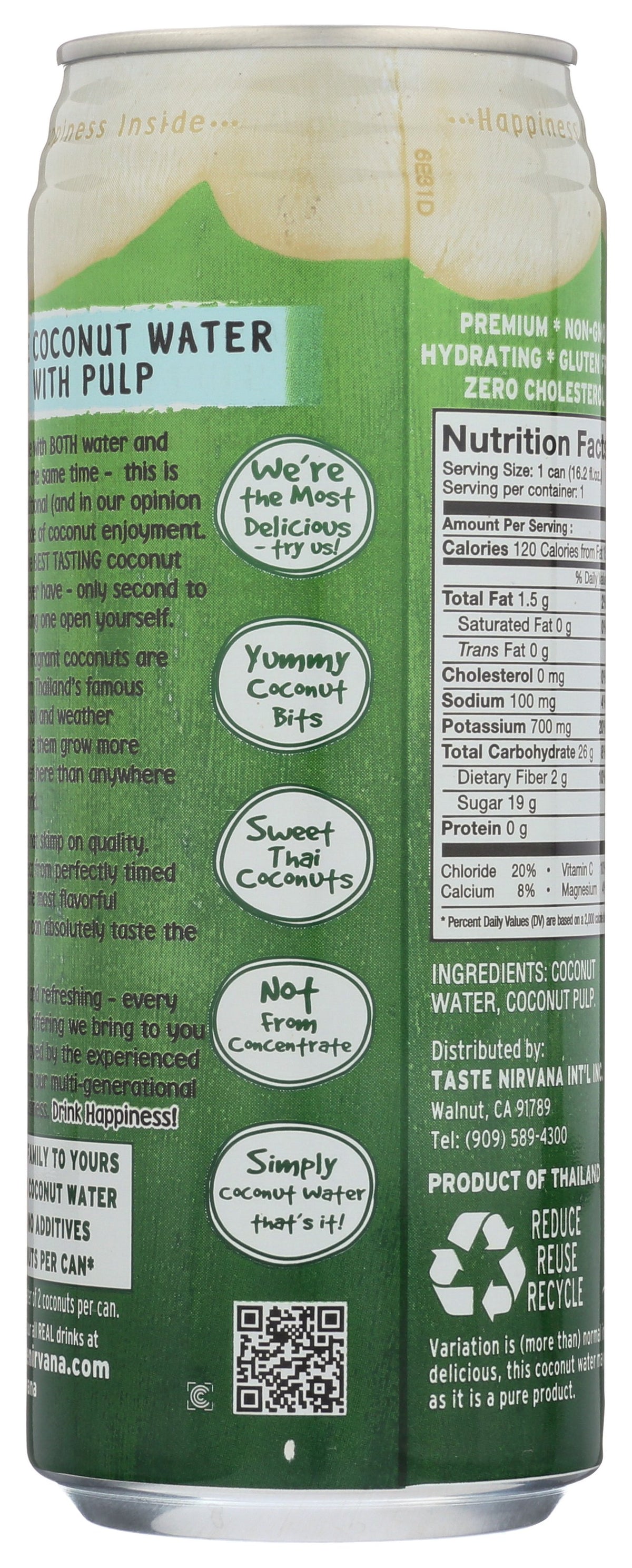 TASTE NIRVANA COCONUT WTR PULP CAN - Case of 12