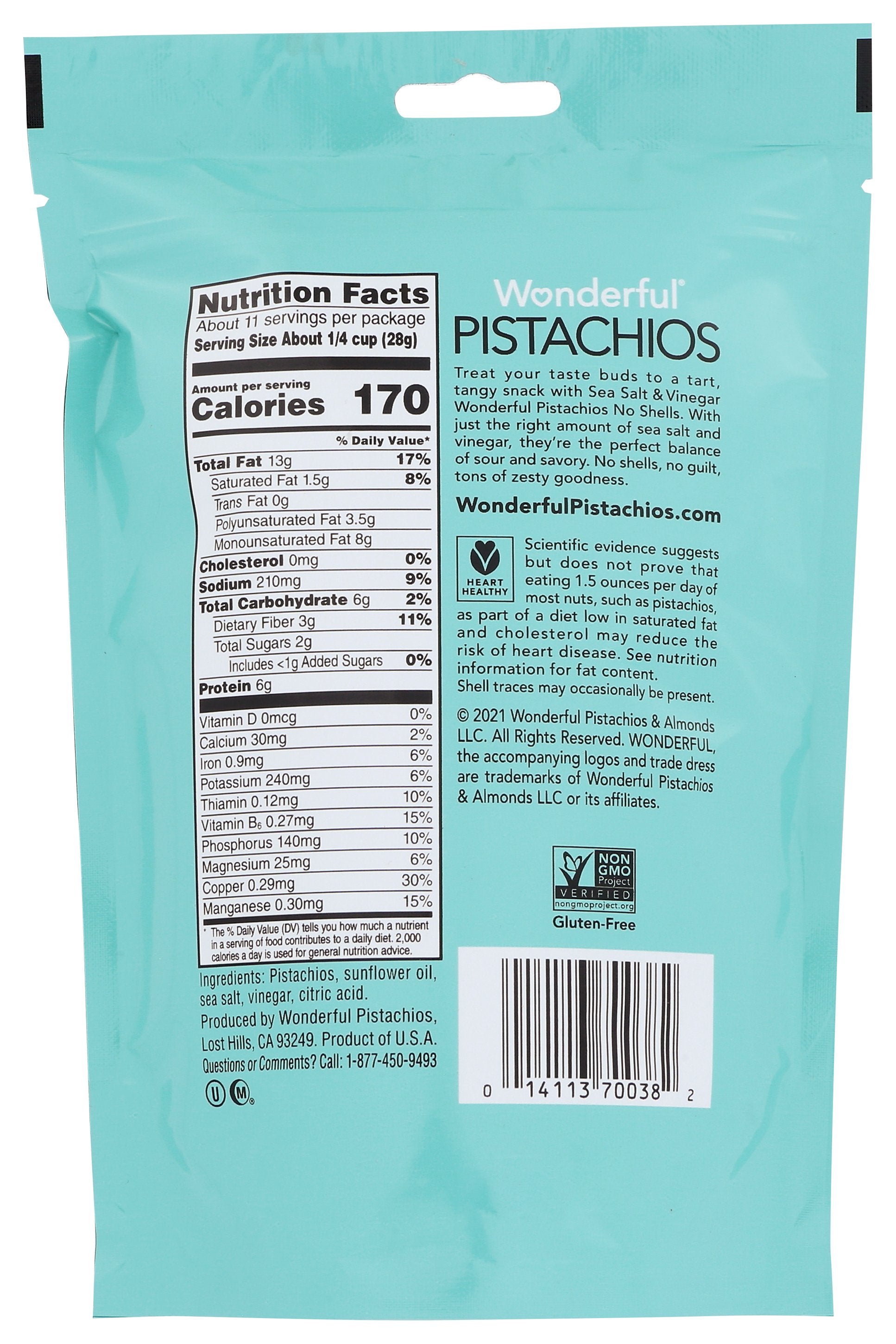 WONDERFUL PISTACHIOS PISTACHIOS SALT VINEGAR - Case of 12