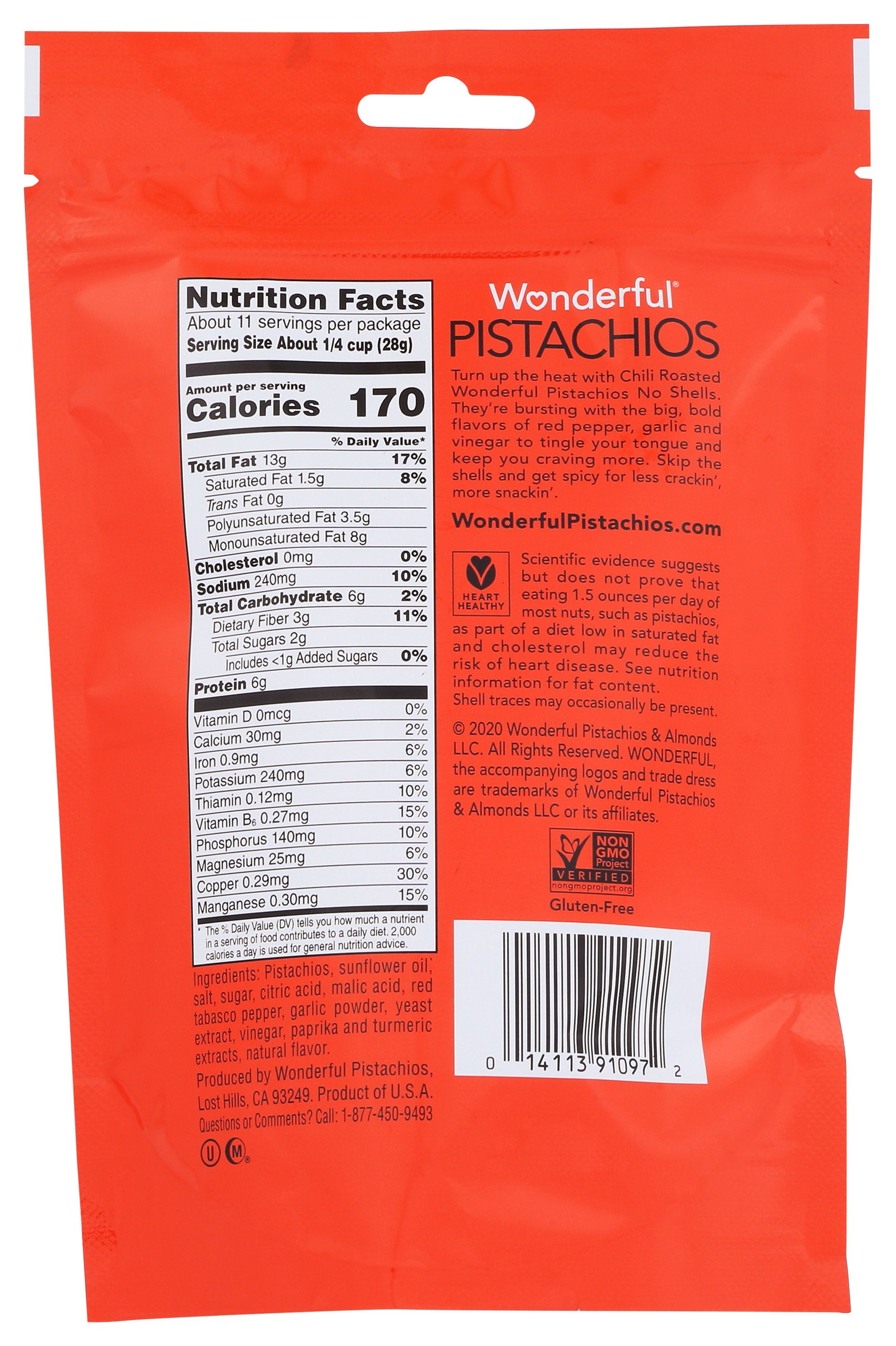 WONDERFUL PISTACHIOS PISTACHIOS CHILI RSTD - Case of 12