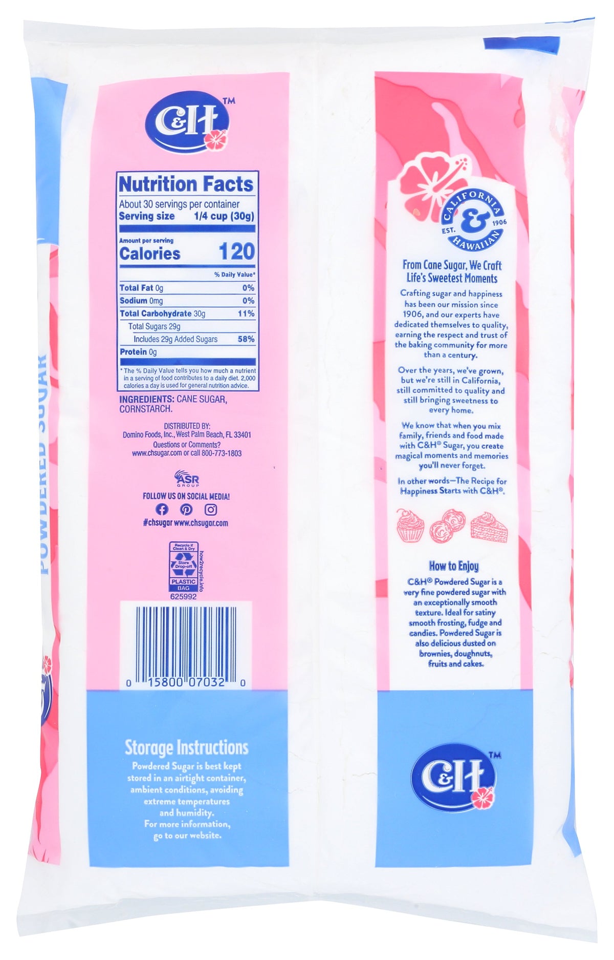 C & H SUGAR POWDERED PURE CANE - Case of 16