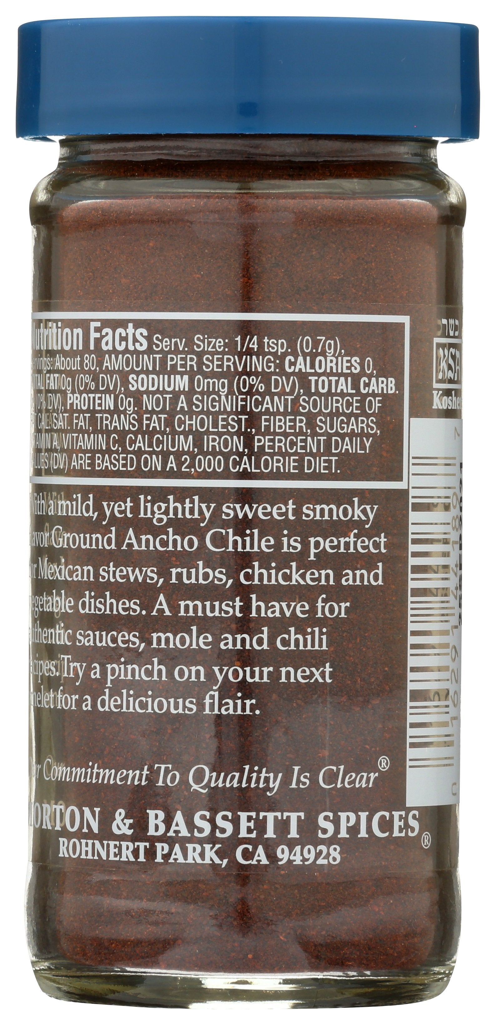 MORTON & BASSETT CHILI ANCHO POWDER GRND - Case of 3