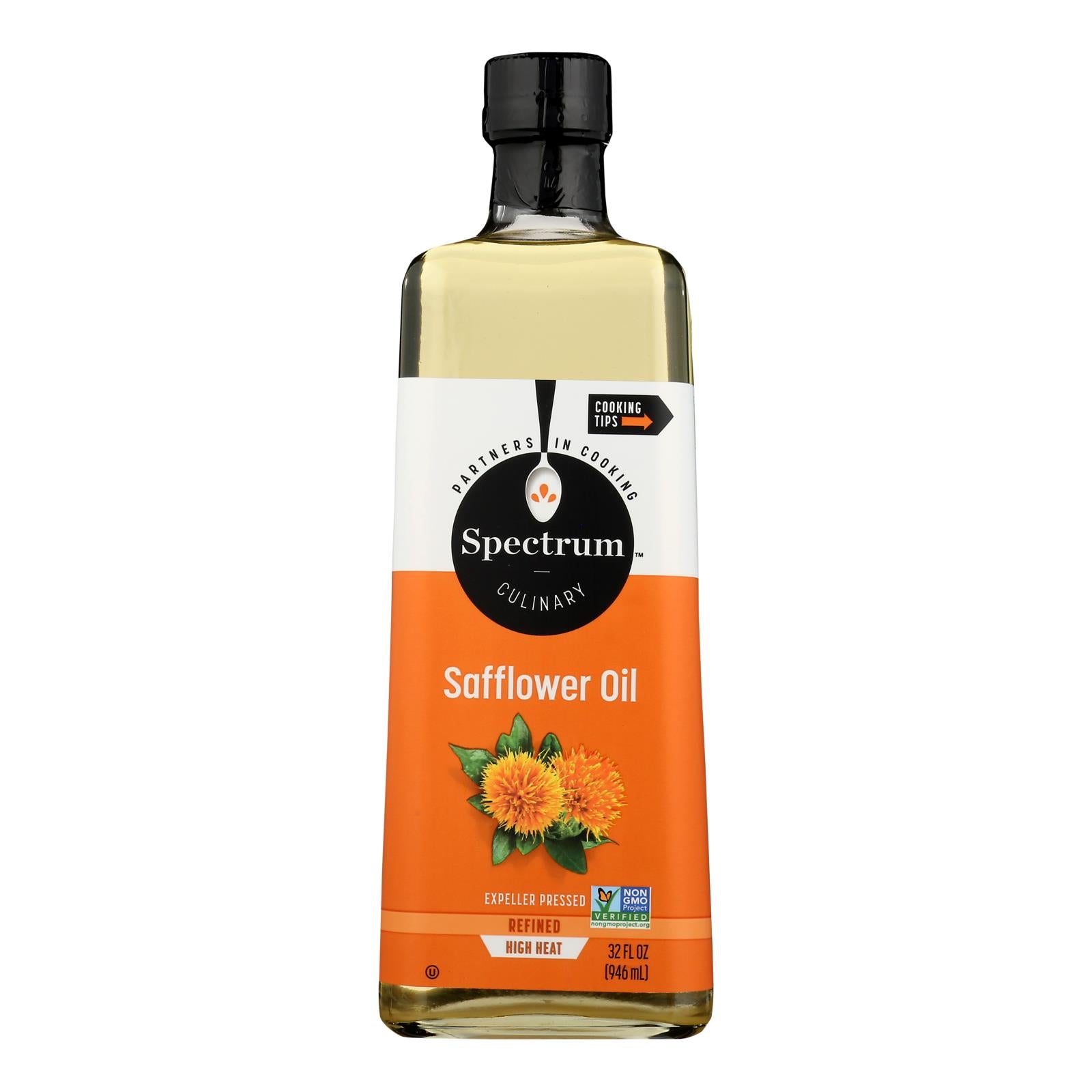 Spectrum Naturals High Heat Refined Safflower Oil - Case Of 12 - 32 Fl Oz.