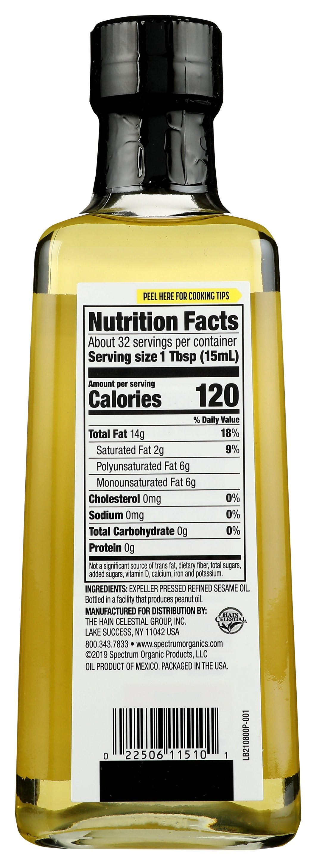 SPECTRUM NATURALS OIL SESAME REFINED - Case of 6