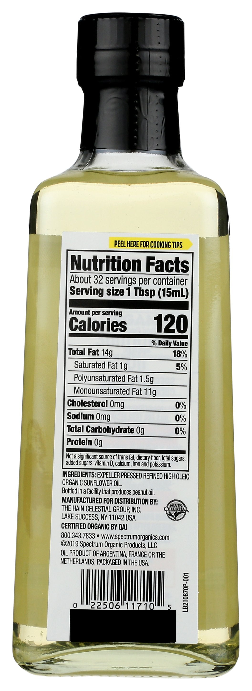 SPECTRUM NATURALS OIL SUNFLOWER REFINED SEMI - Case of 6
