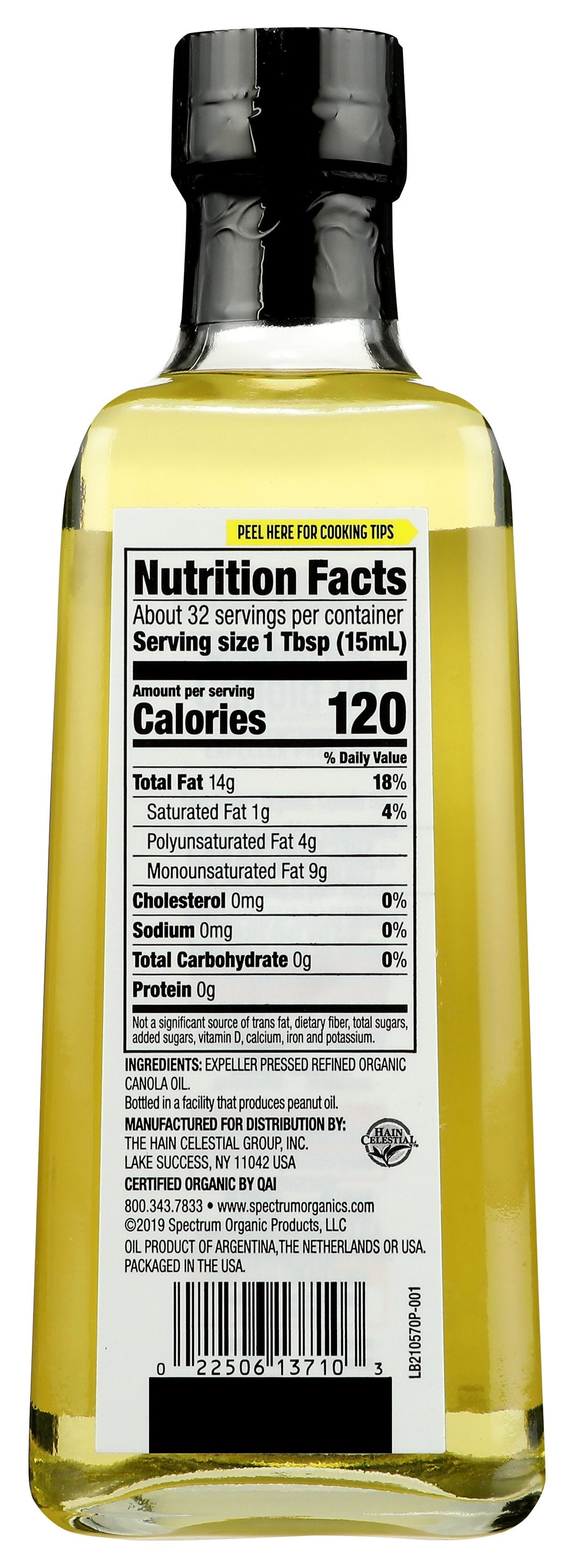 SPECTRUM NATURALS OIL CANOLA REFND ORG - Case of 6 [SPECTRUM CULINARY - ORGANIC CANOLA OIL - REFINED - 16 FLUID OUNCE - 16 FO]