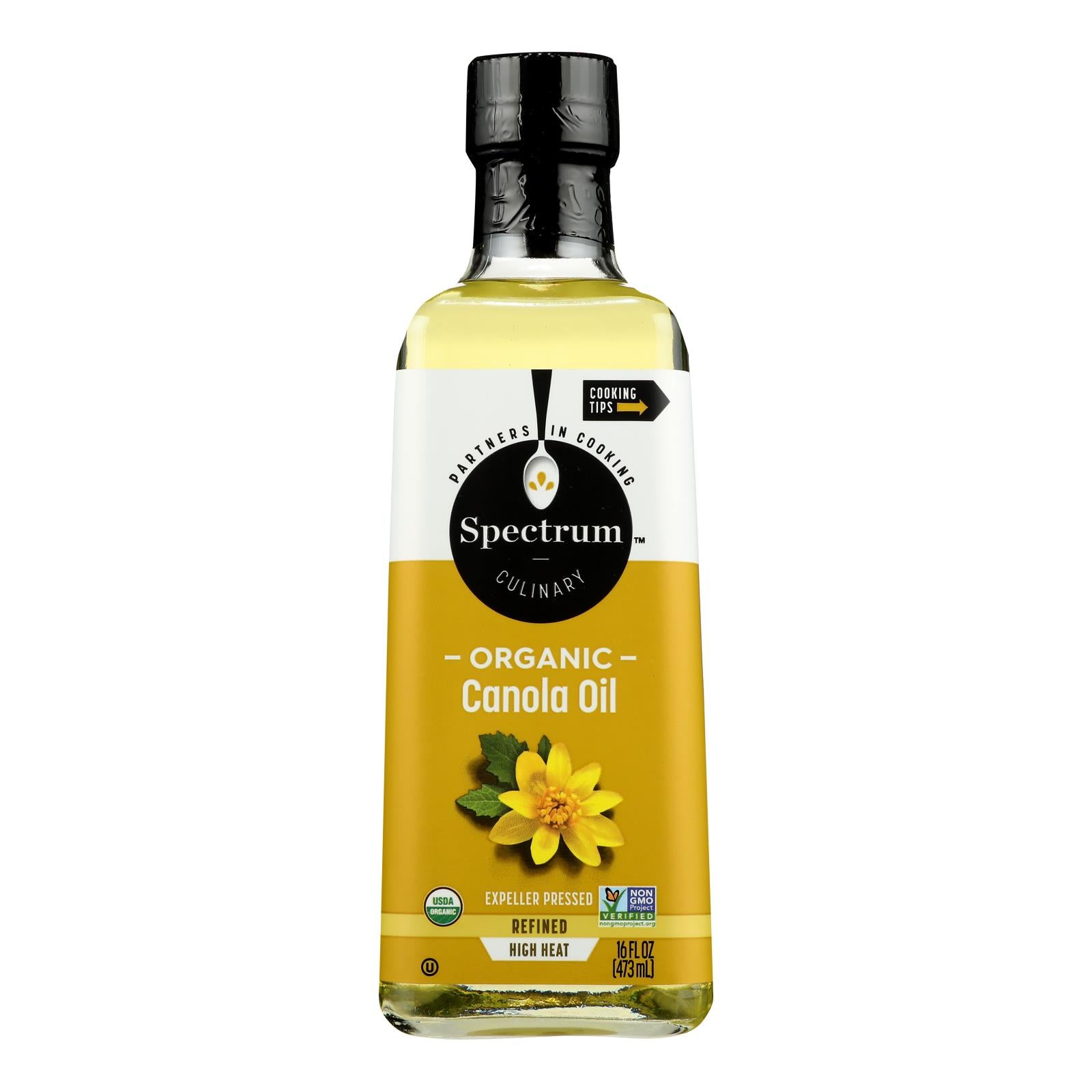 Spectrum Naturals Organic Refined Canola Oil - Case Of 12 - 16 Fl Oz.