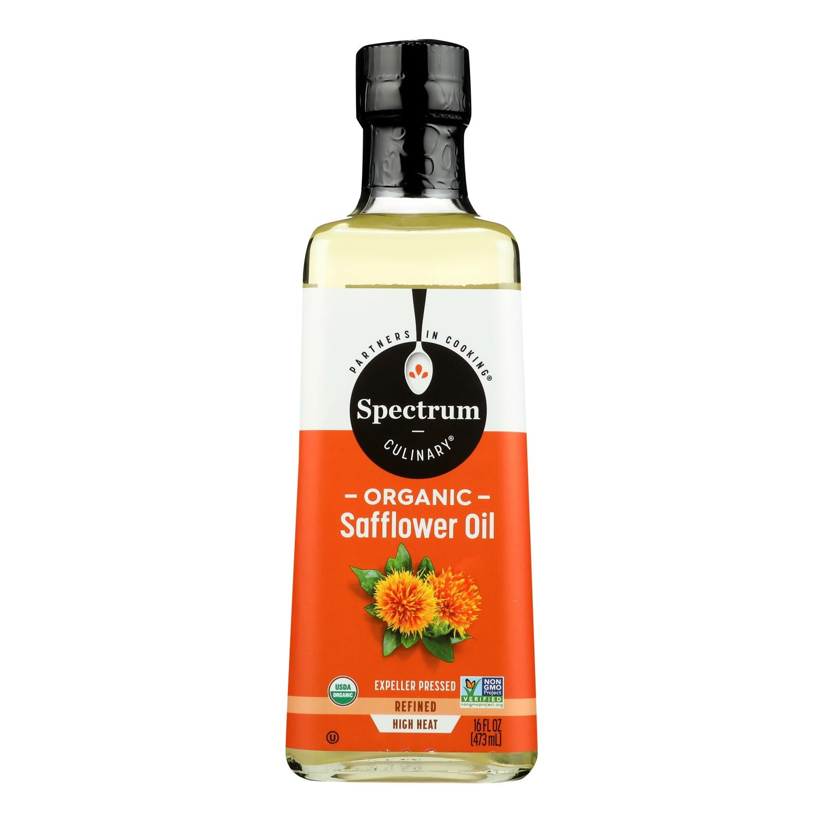 Spectrum Naturals High Heat Refined Organic Safflower Oil - Case Of 12 - 16 Fl Oz.
