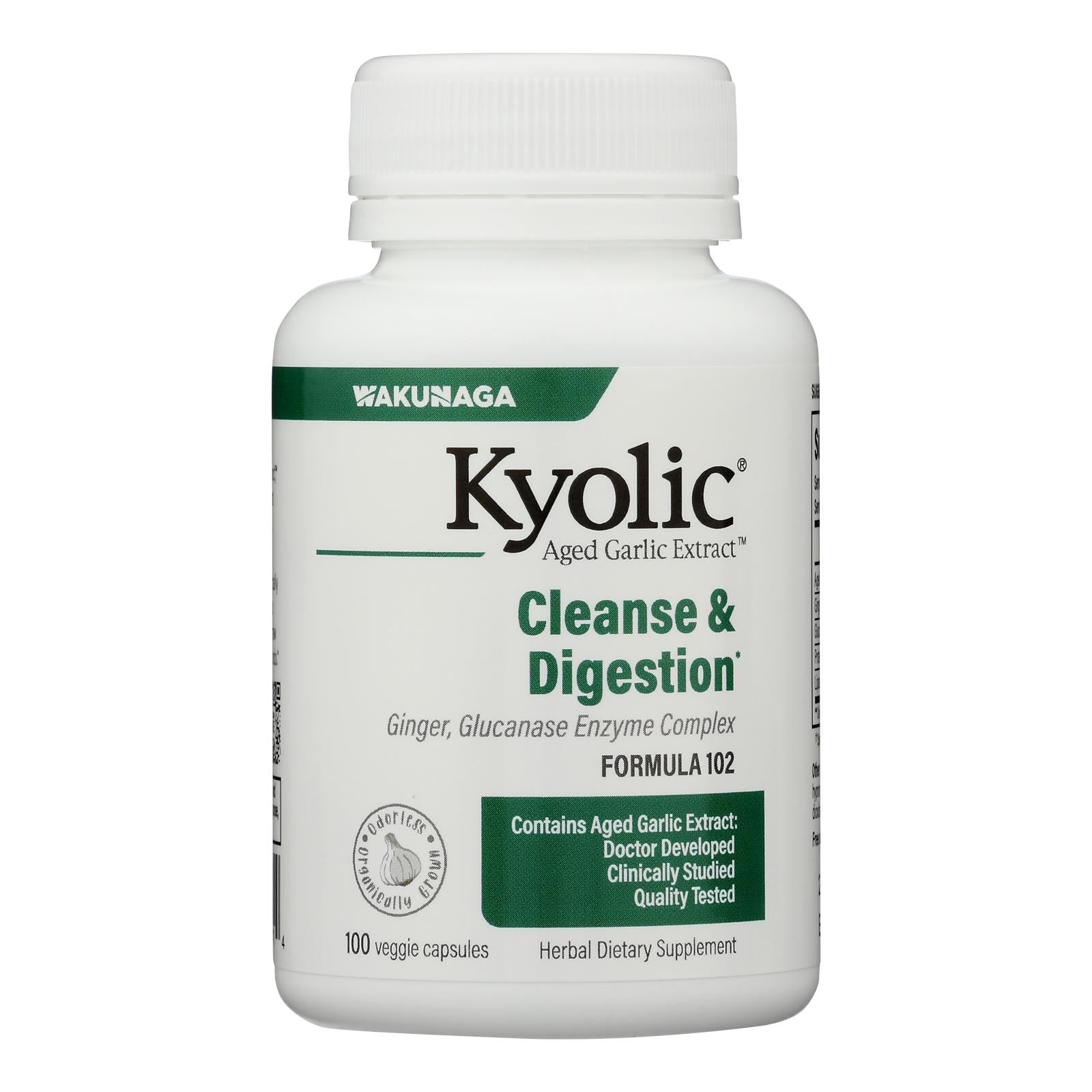 Kyolic - Aged Garlic Extract Candida Cleanse And Digestion Formula 102 - 100 Vegetarian Capsules
