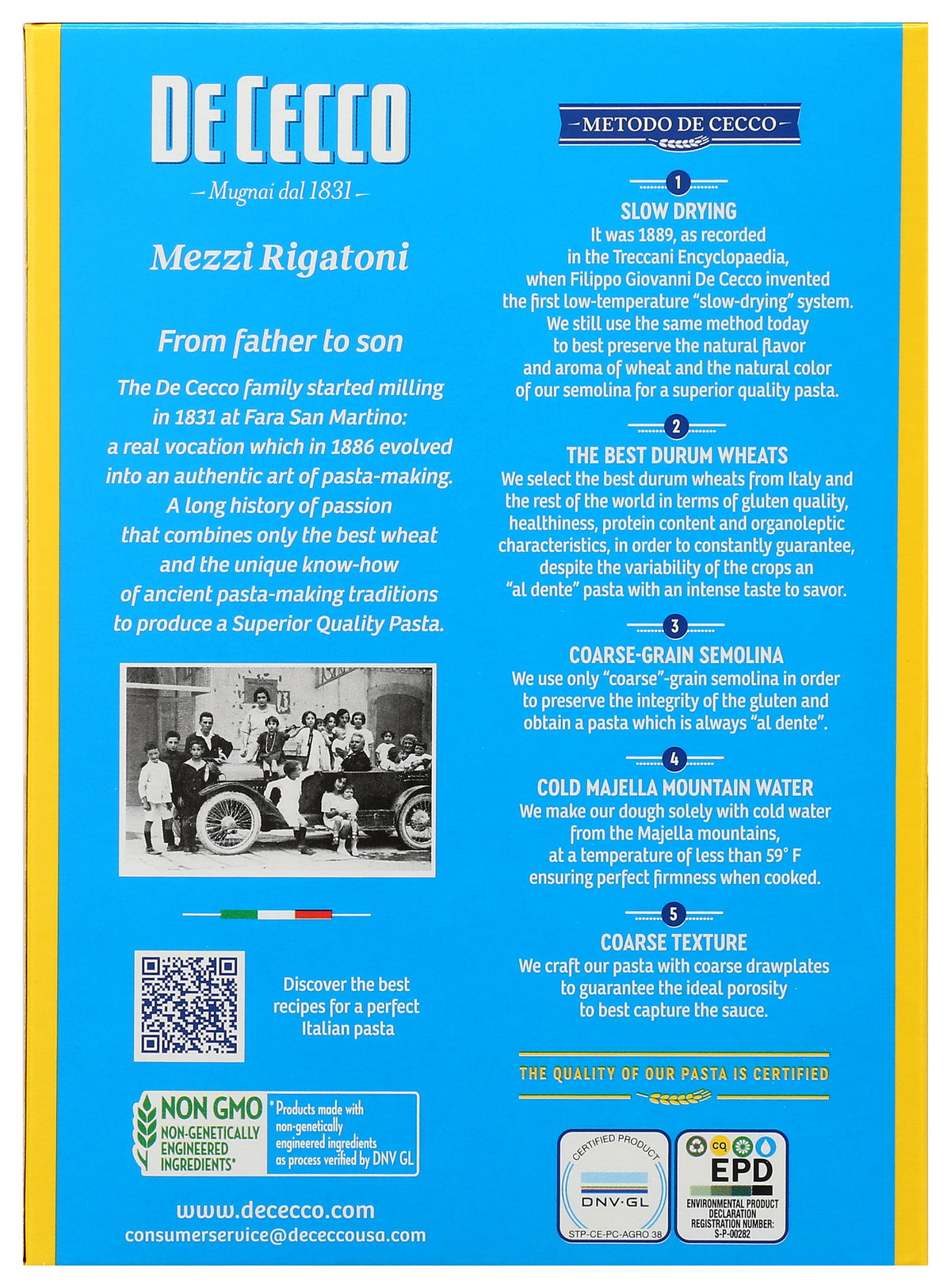 DE CECCO PASTA RIGATONI MEZZI - Case of 12