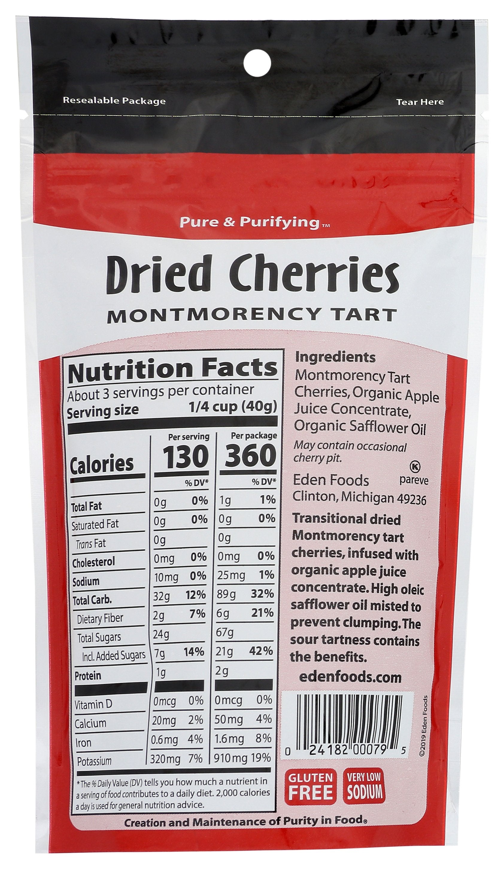 EDEN FOODS FRUIT DRD CHERRY MNTMRNCY - Case of 15