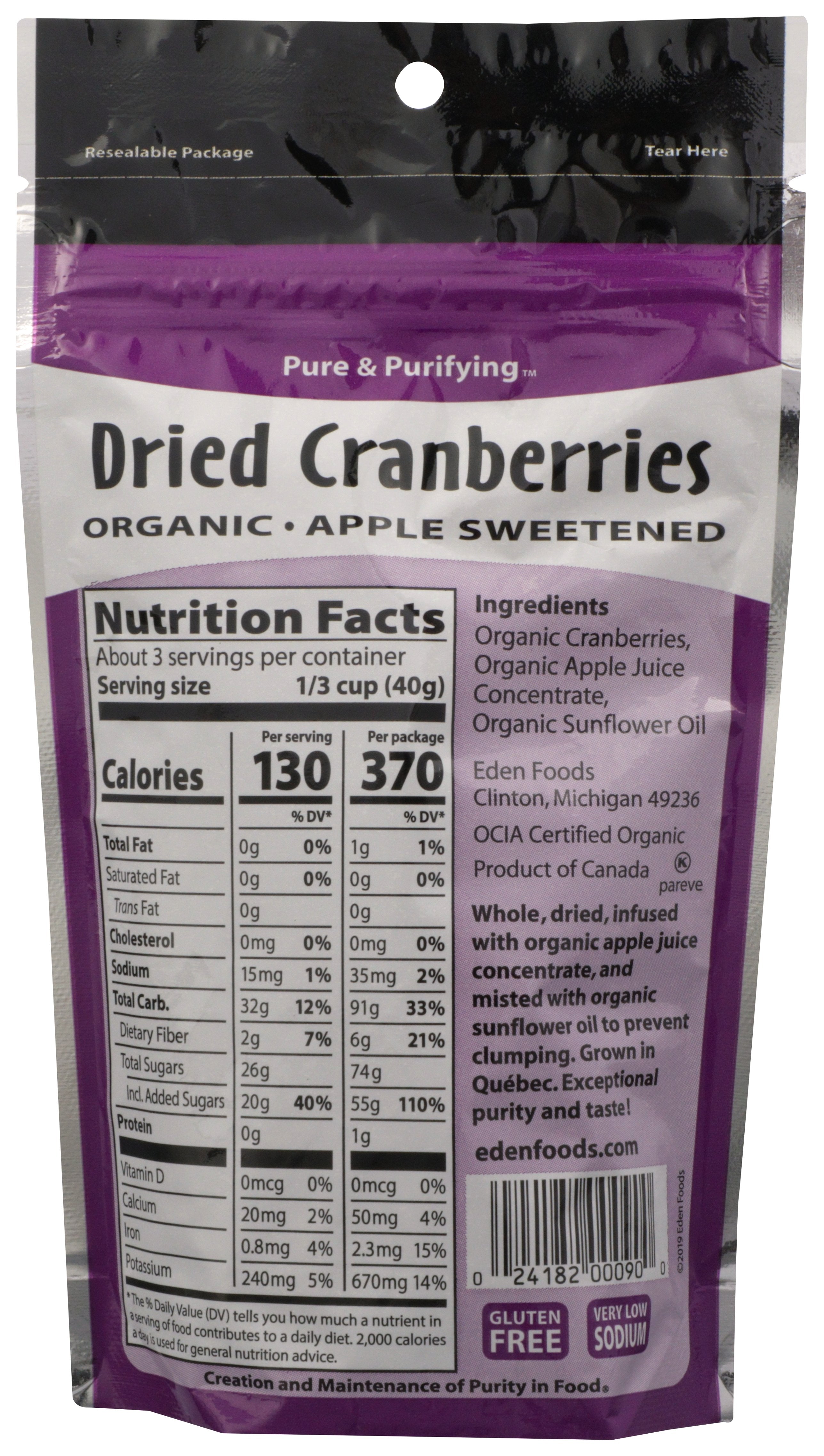 EDEN FOODS FRUIT DRD CRANBERRY