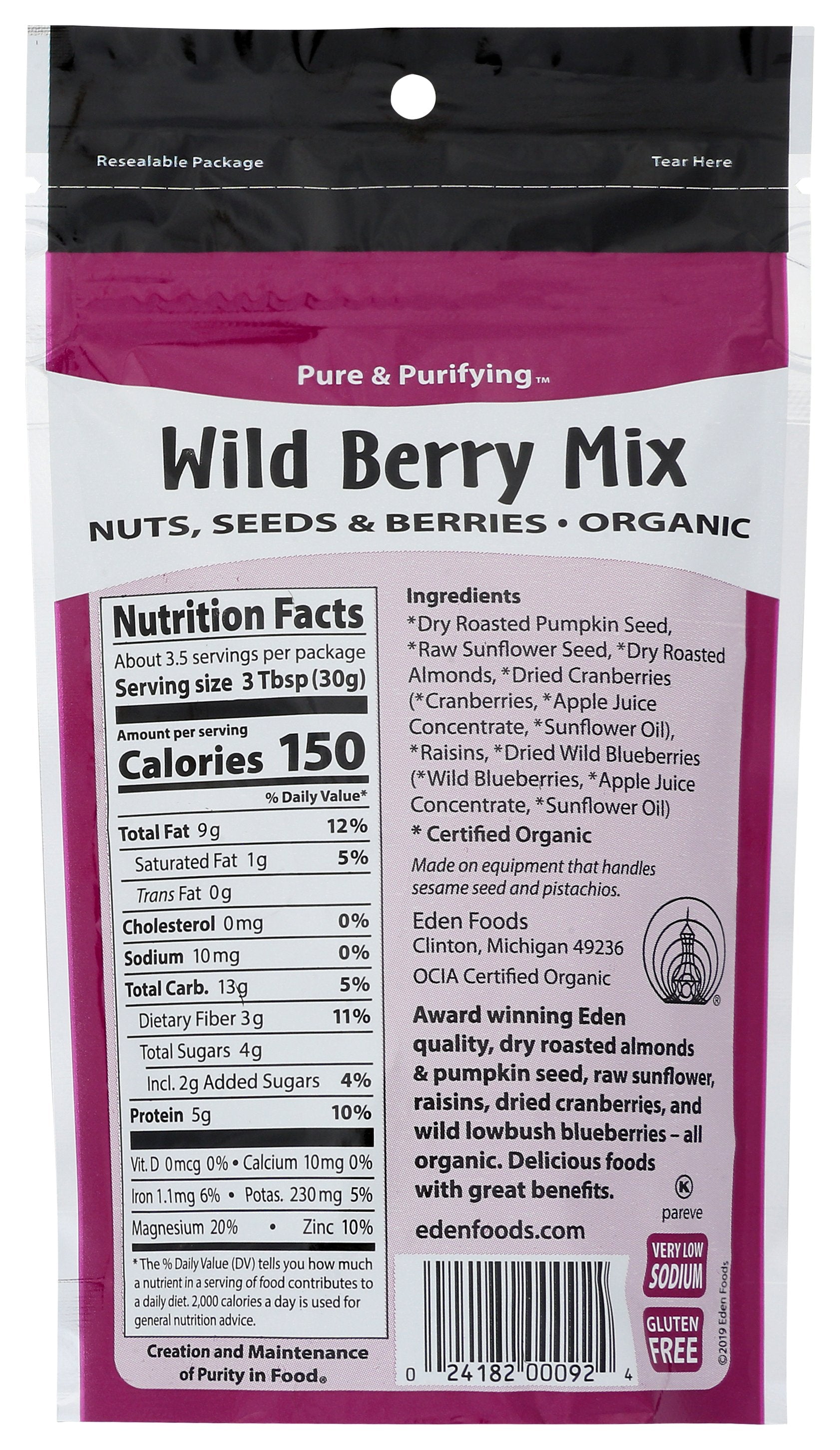 EDEN FOODS SNACK MIX WILD BERRY - Case of 15