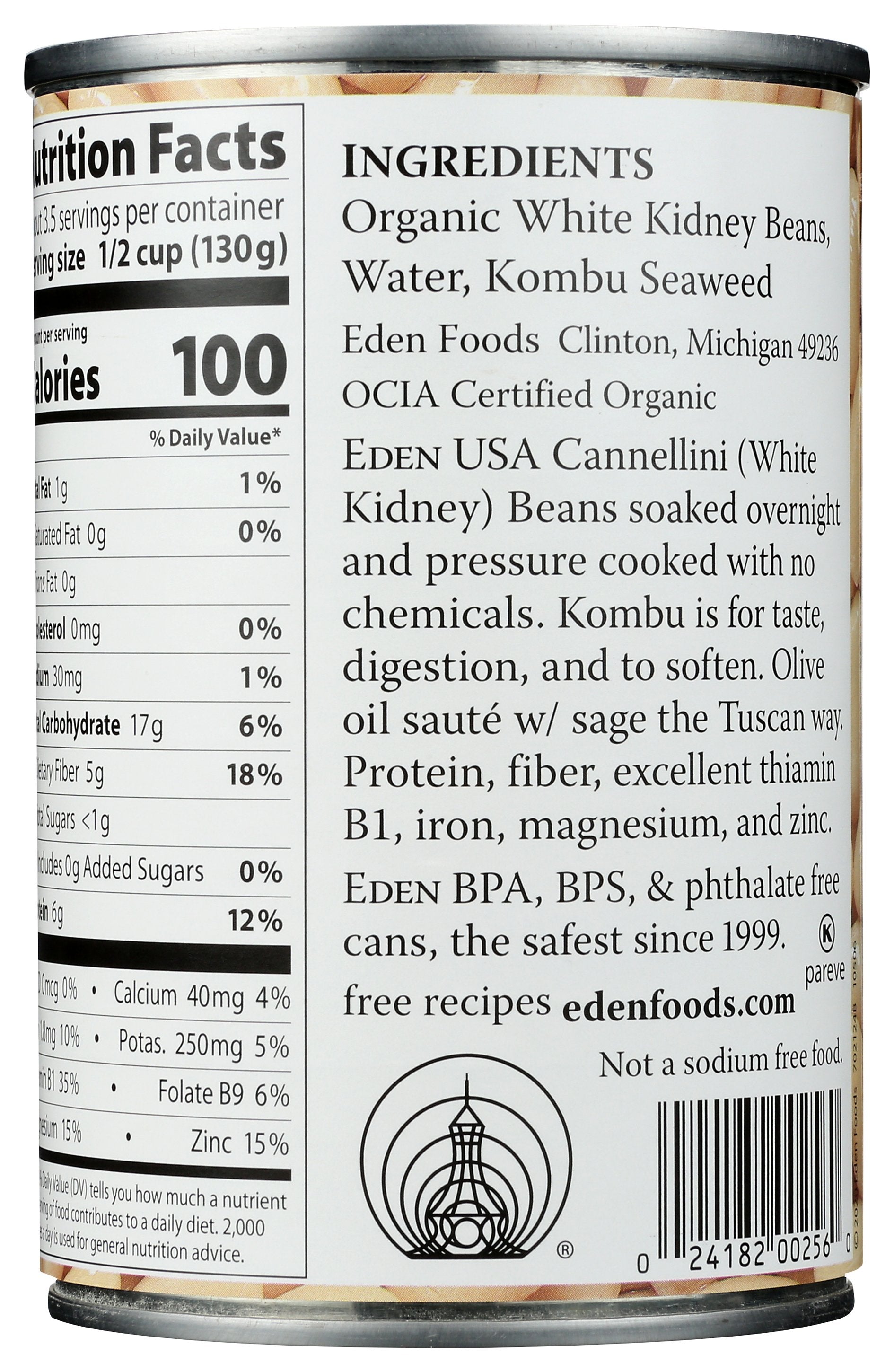 EDEN FOODS BEAN CAN CANNELLINI NS ORG - Case of 12