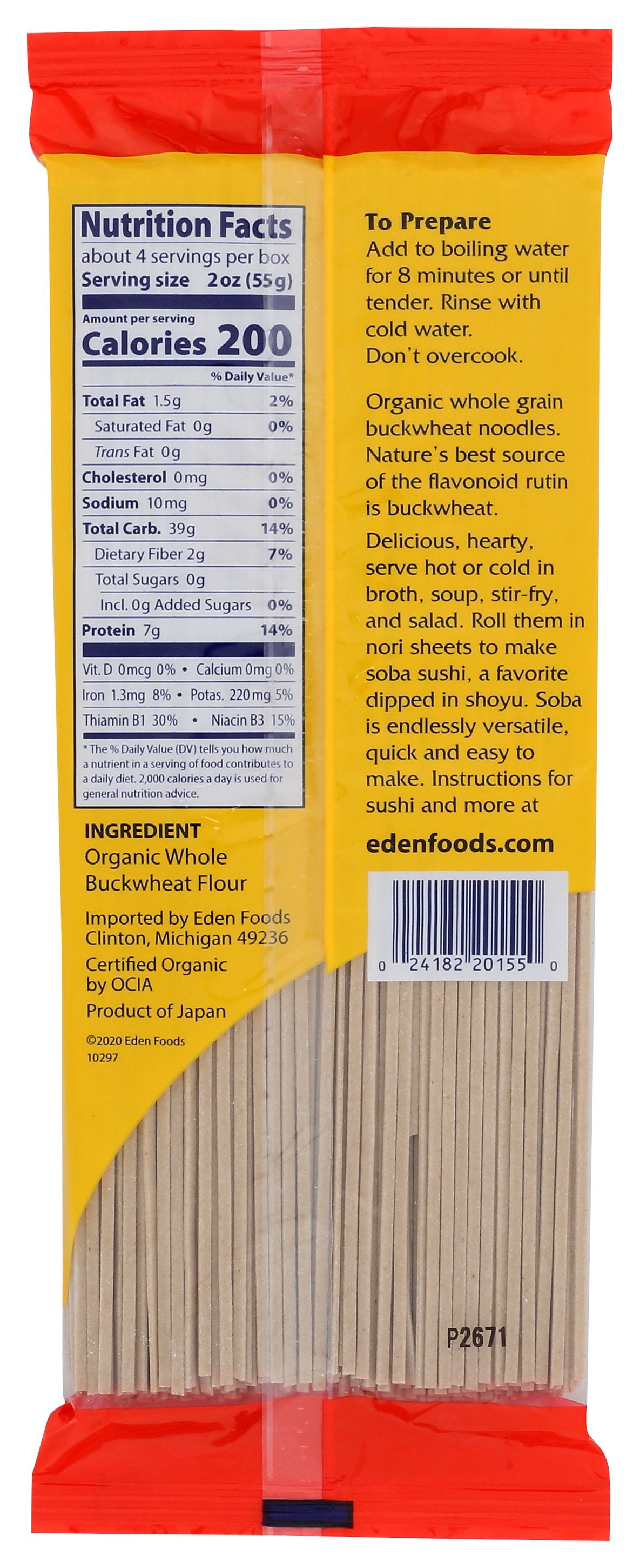 EDEN FOODS NOODLE SOBA BUCKWHT 100% - Case of 12