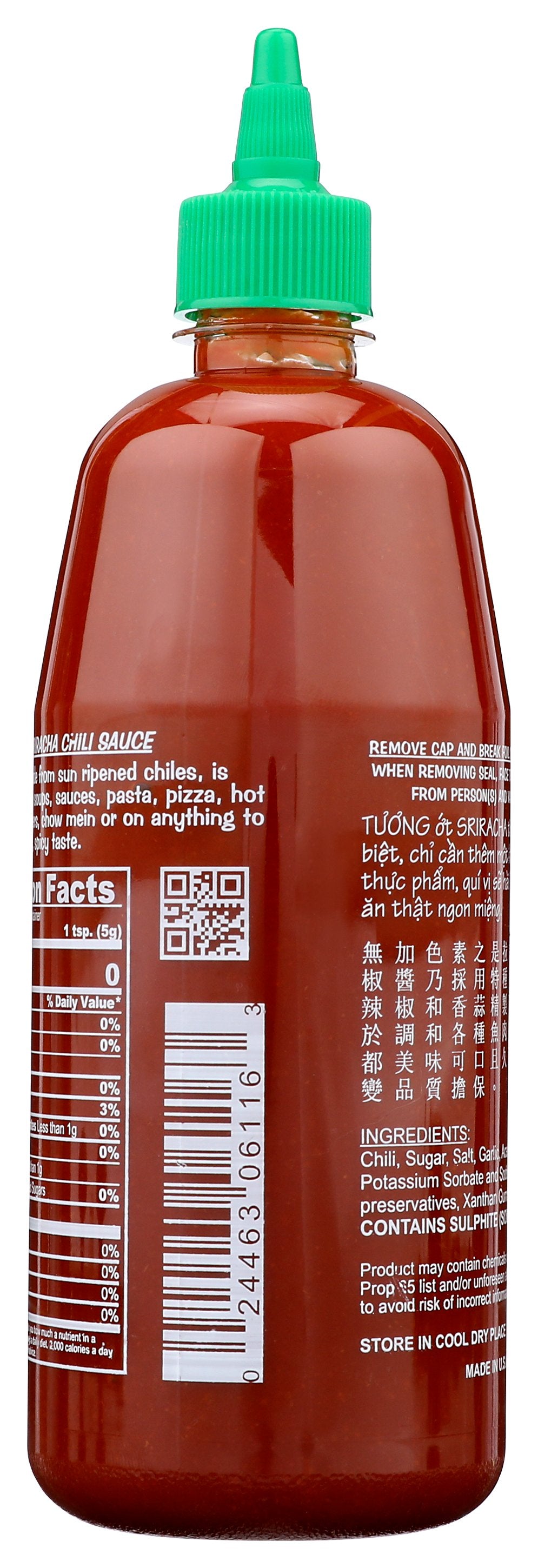 HUY FONG SAUCE CHILI SRIRACHA HOT - Case of 12 [TUONG OT SRIRACHA - SRIRACHA CHILI SAUCE - HOT - 28 OUNCE - 28 OZ]