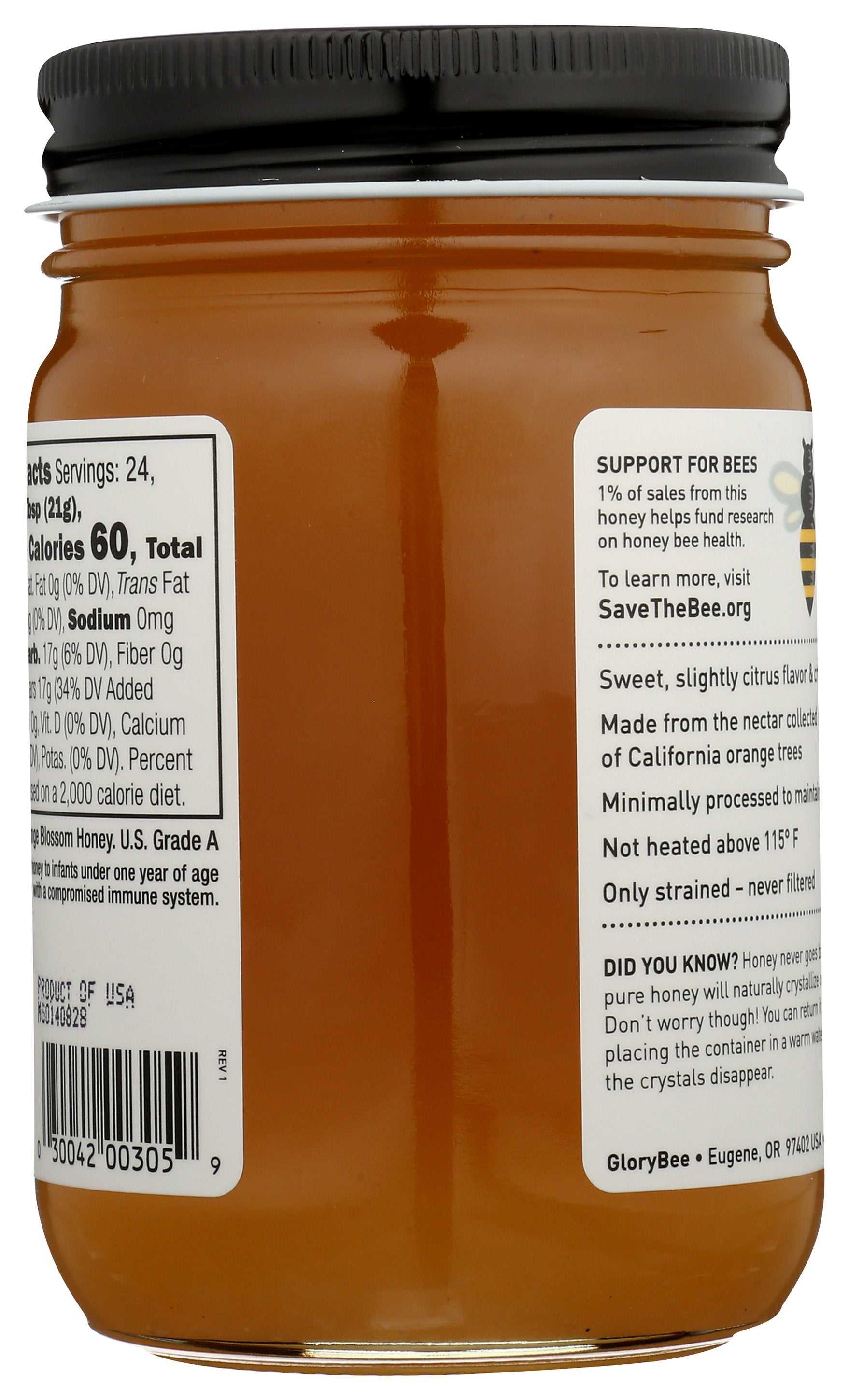 GLORYBEE HONEY ORANGE BLSM JAR - Case of 6