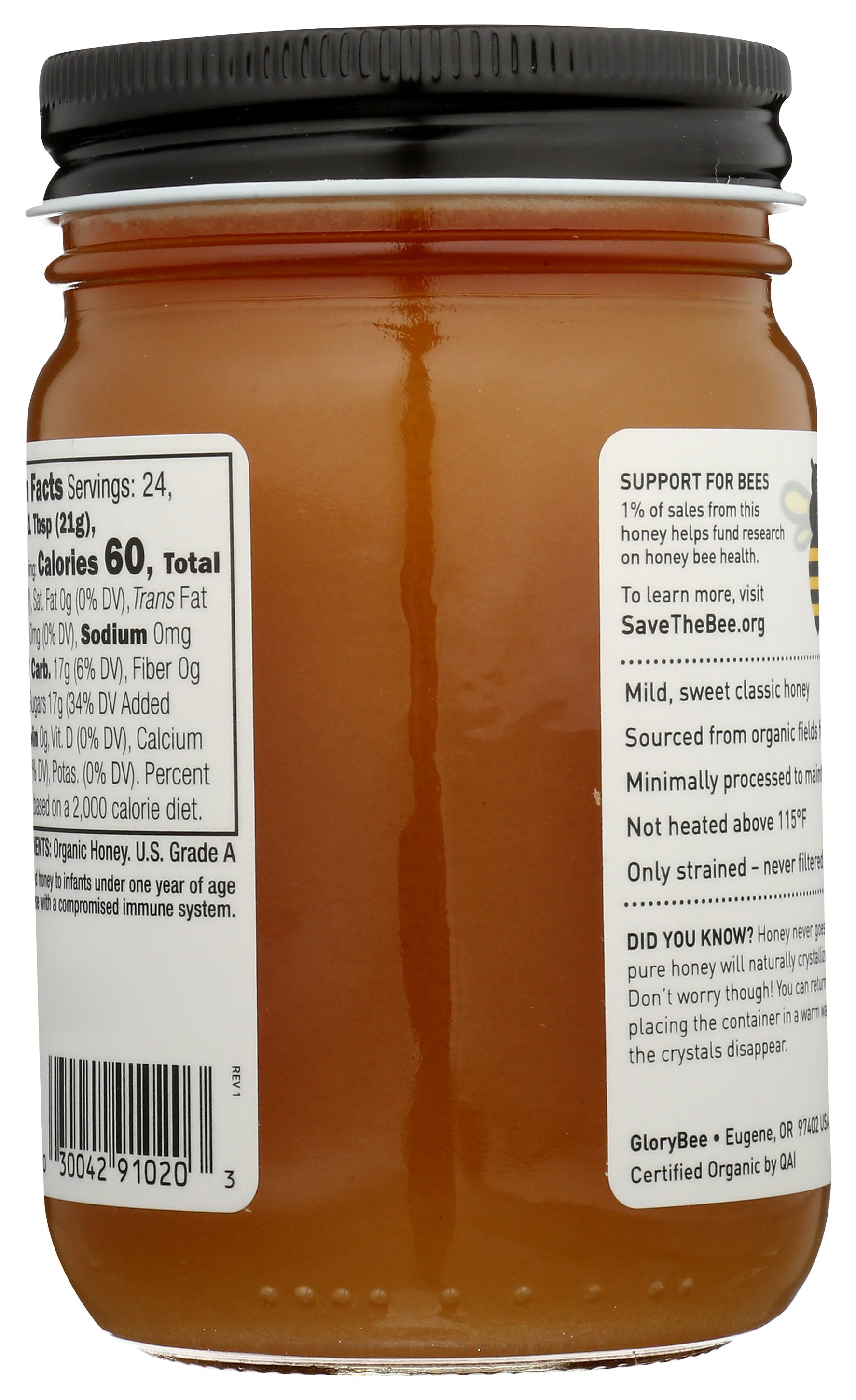 GLORYBEE HONEY RAW LIGHT MILD ORG - Case of 6