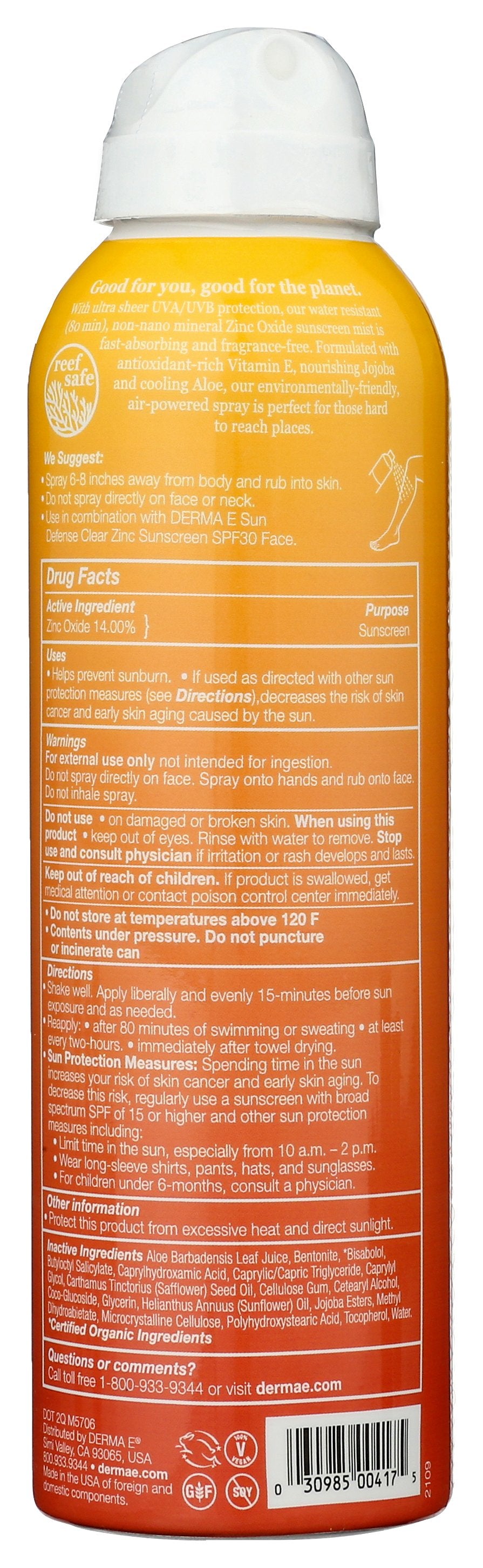 DERMA E SPRAY SUNSCREEN SPF30