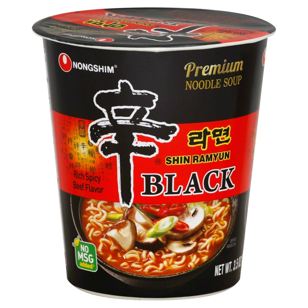 Nongshim Shin Black with Beef Bone Broth Noodle Soup - Case of 6 - 3.56 oz