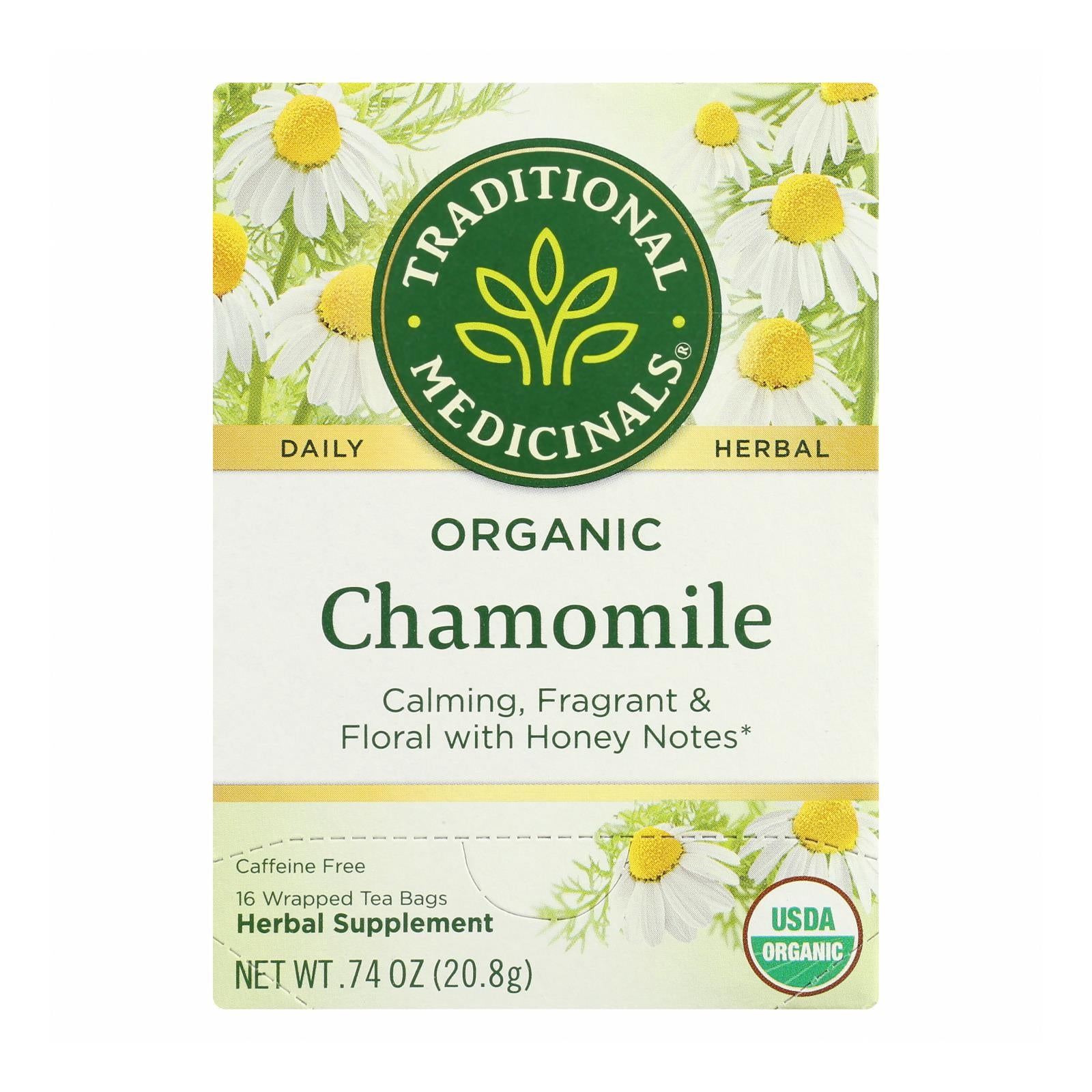 Traditional Medicinals Organic Chamomile Herbal Tea - Caffeine Free - Case Of 6 - 16 Bags
