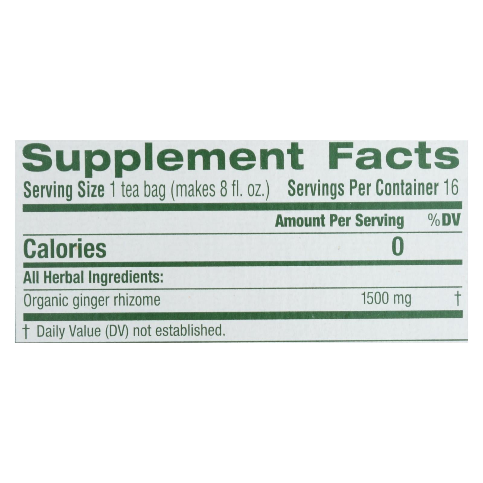 Traditional Medicinals Organic Ginger Herbal Tea - 16 Tea Bags - Case Of 6