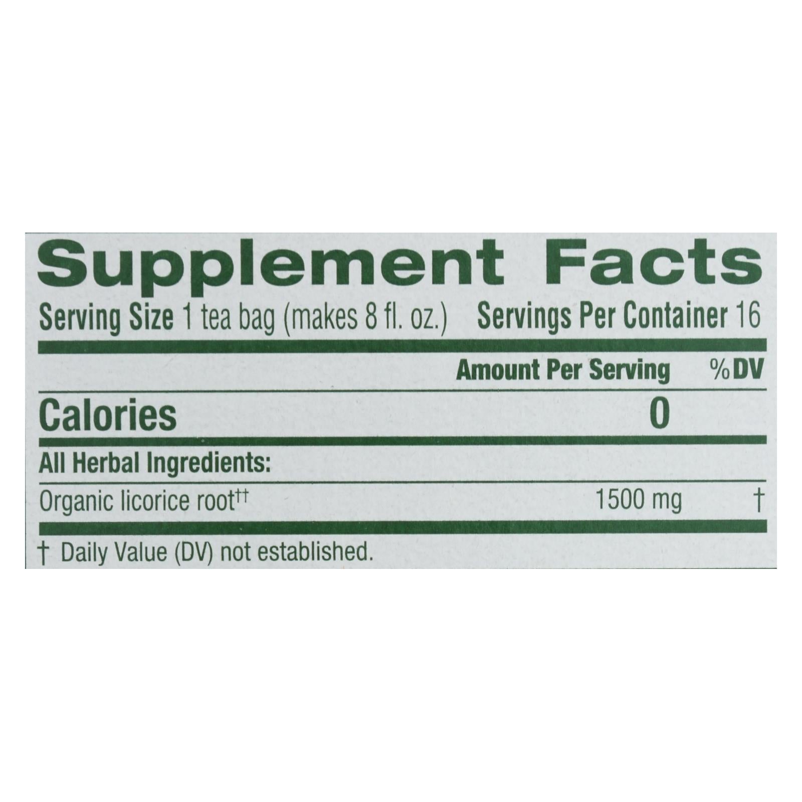 Traditional Medicinals Organic Licorice Root Herbal Tea - 16 Tea Bags - Case Of 6