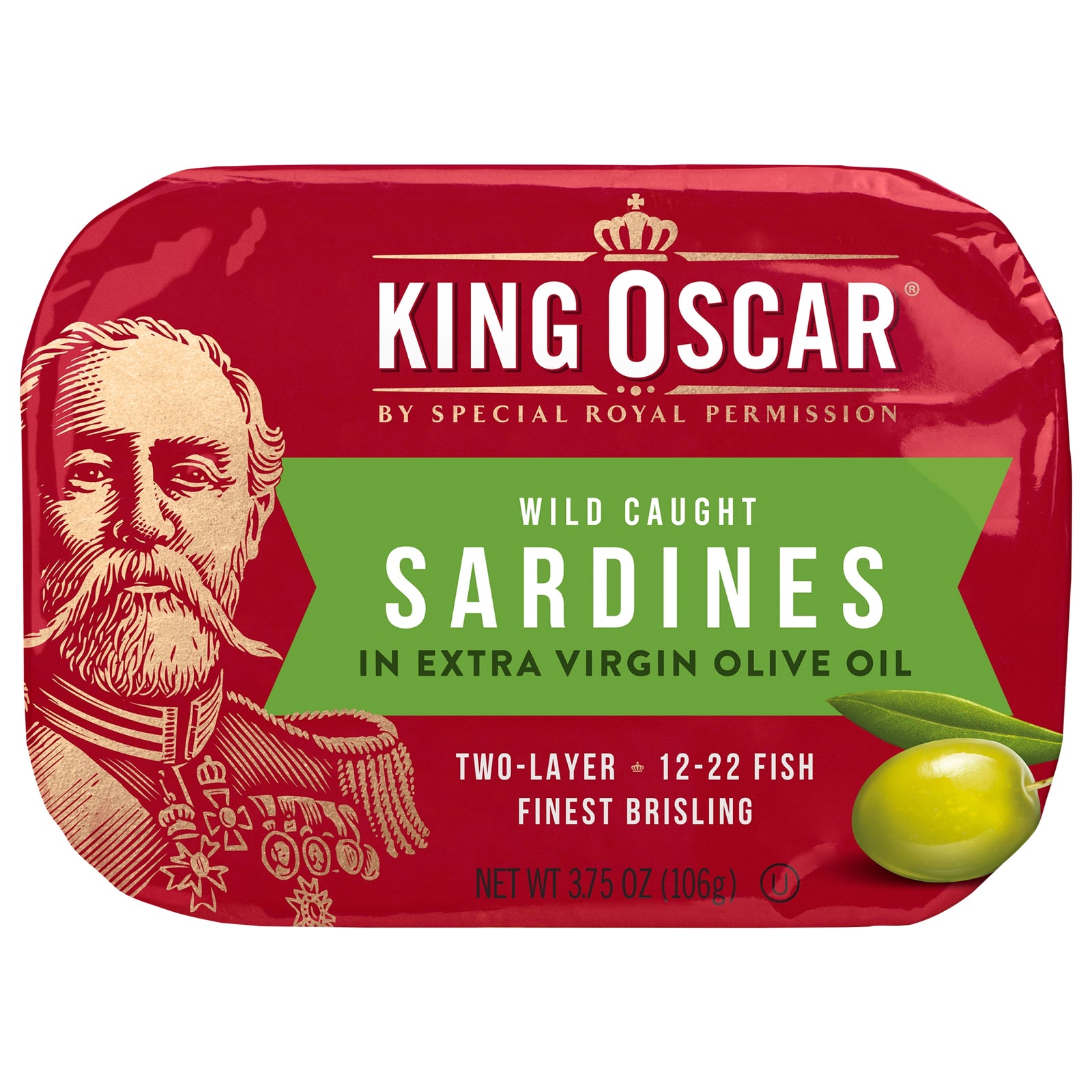 King Oscar Wild Caught Sardines In Extra Virgin Olive Oil - Case of 12 - 3.75 OZ