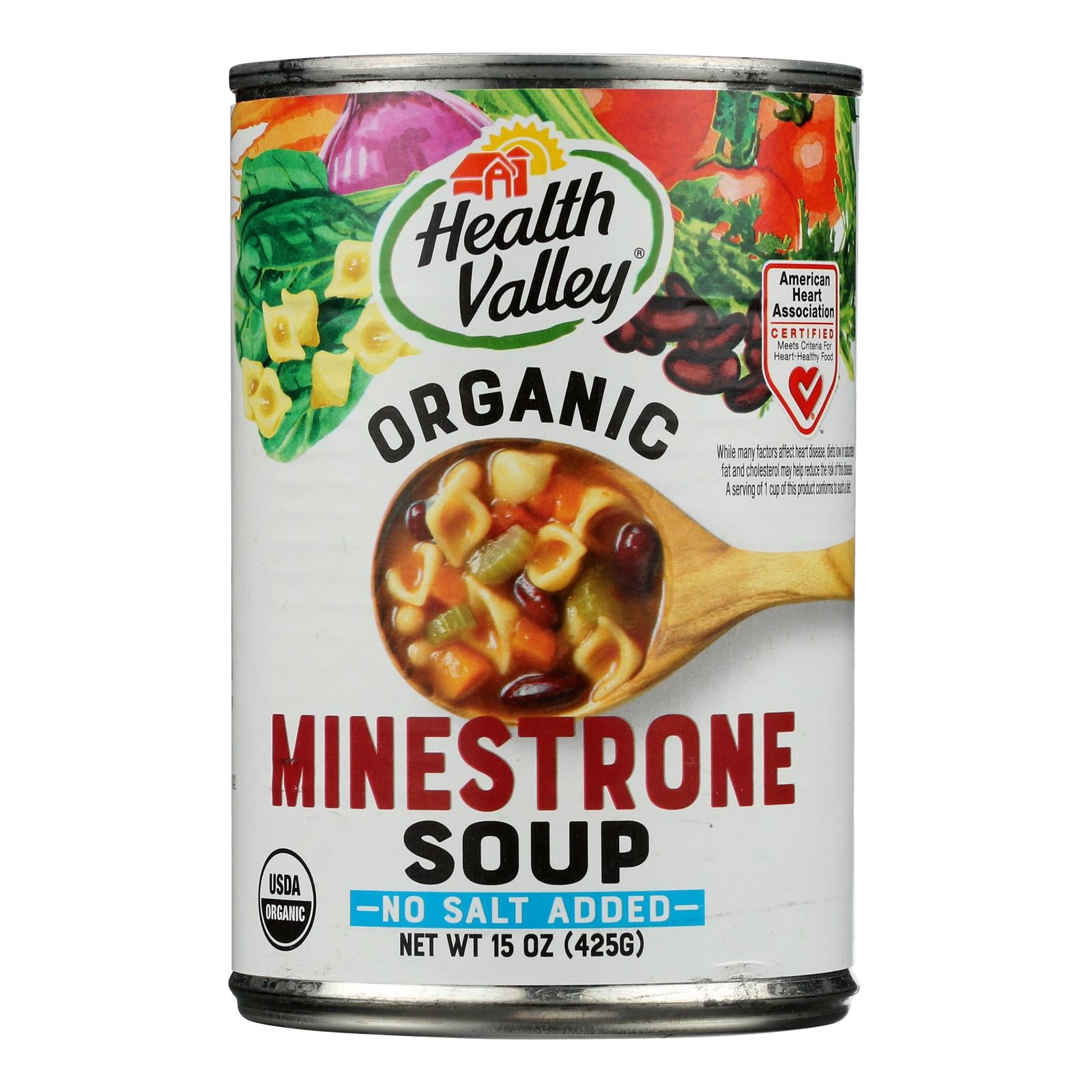 Health Valley Organic Soup - Minestrone No Salt Added - Case Of 12 - 15 Oz.