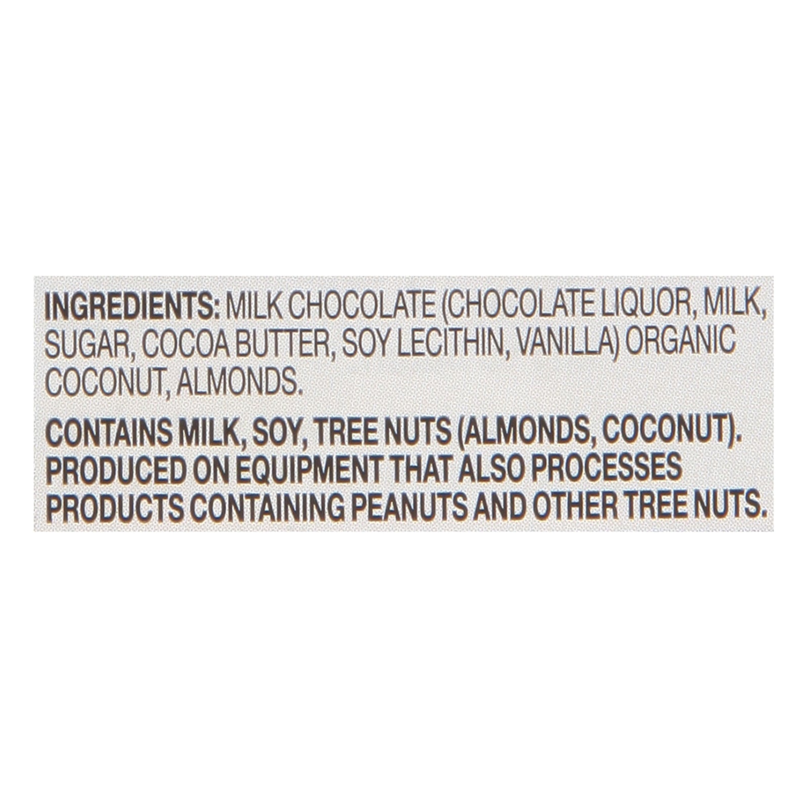 Endangered Species Chocolate - Mlk Choc Coconut Almond - CS of 12-3 OZ