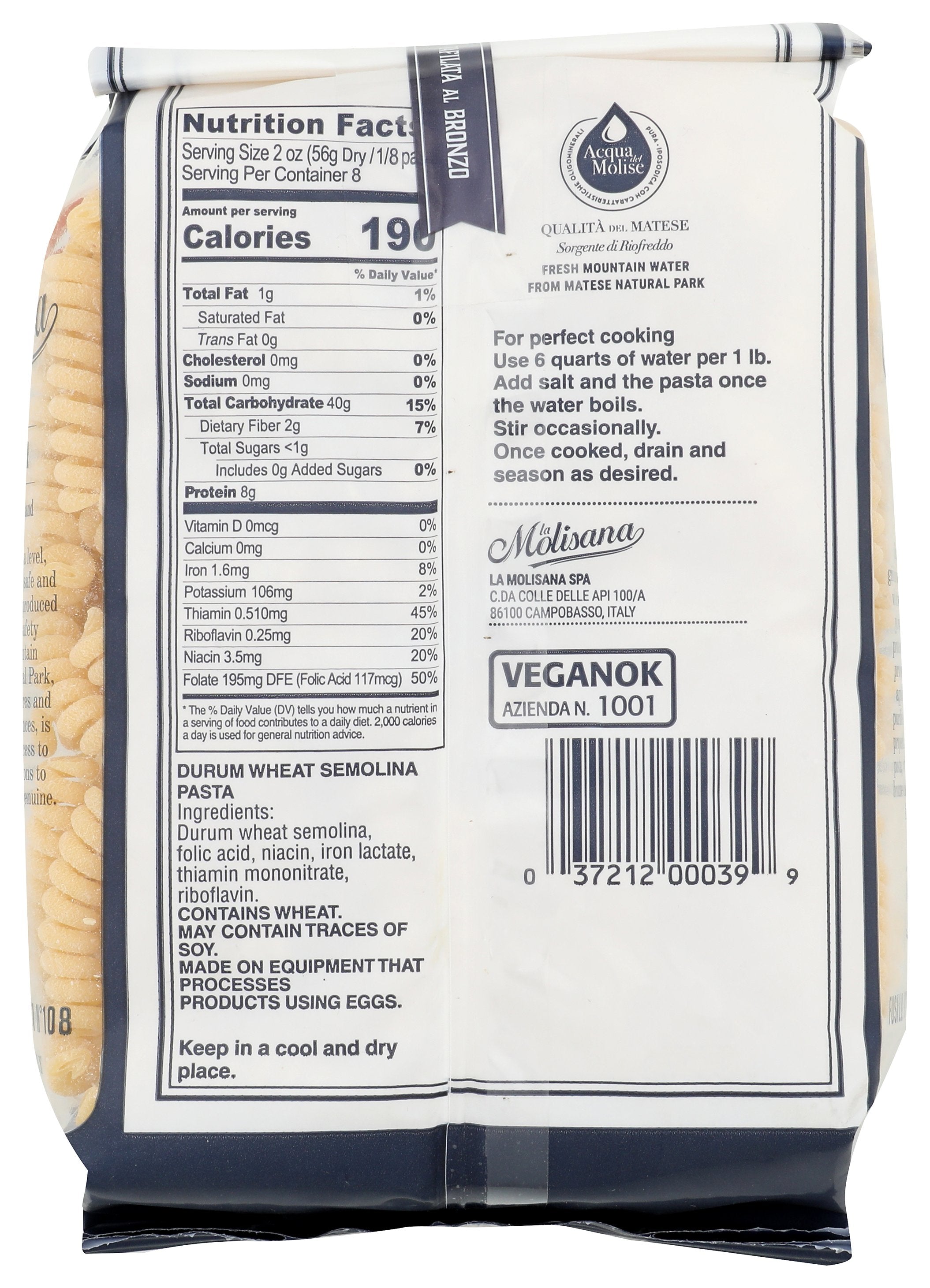 LA MOLISANA PASTA FUSILLI BUCATI CORTI - Case of 12