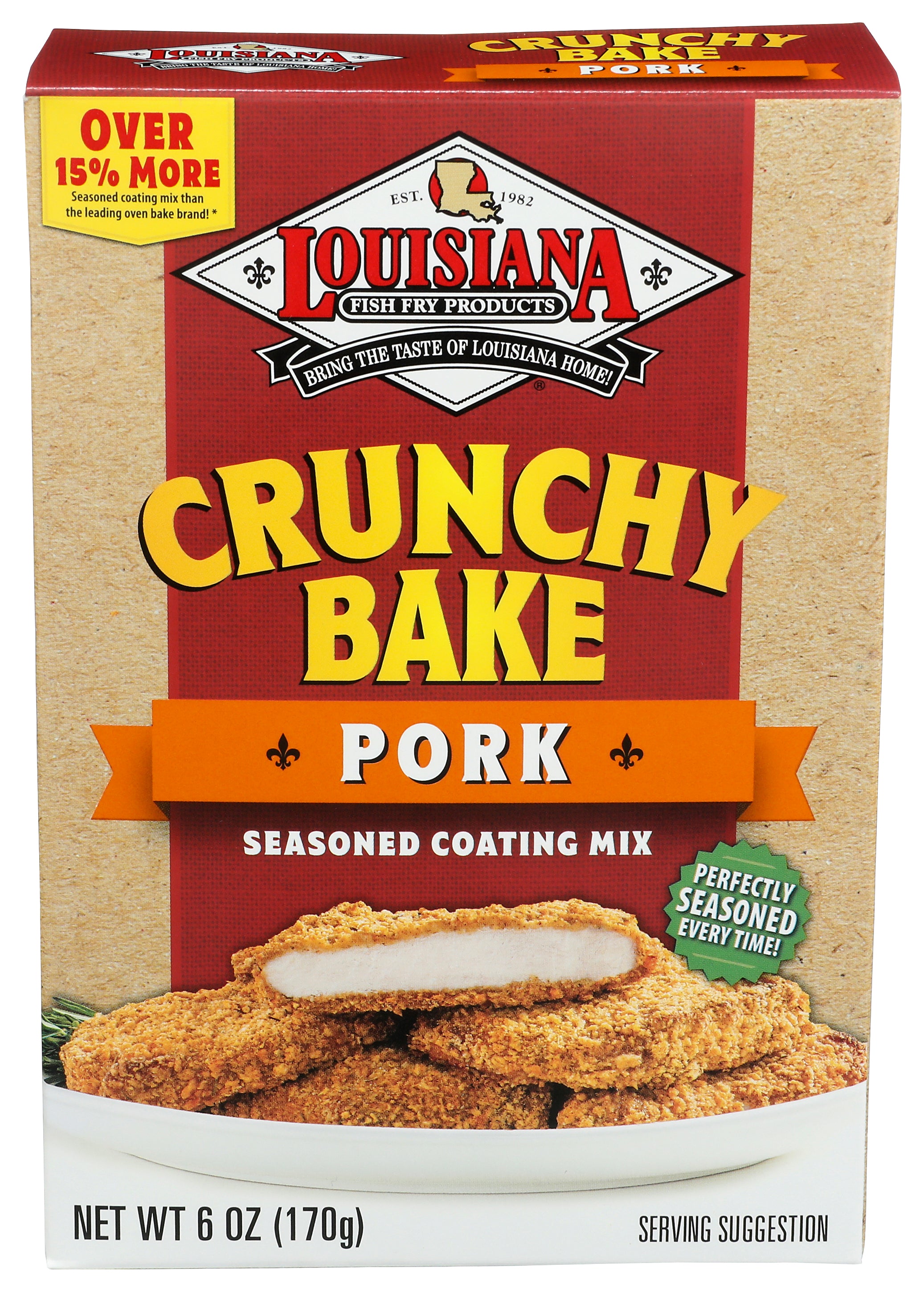 Louisiana Fish Fry Seasoning Crunchy Bake Pork - Pack of 6 - 6 Oz