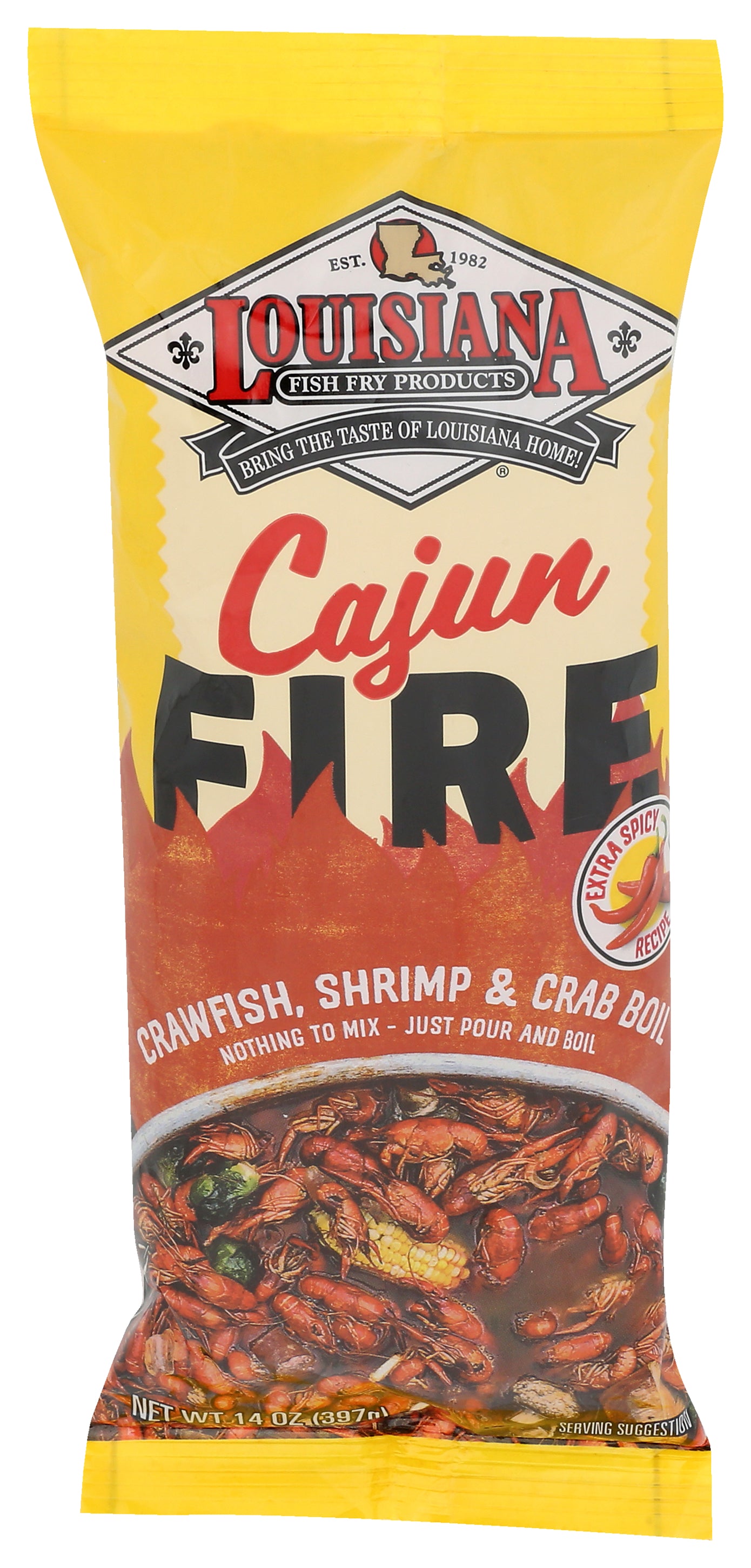 Louisiana Fish Fry Seasoning Cajun Fire - Pack of 12 - 14 Oz