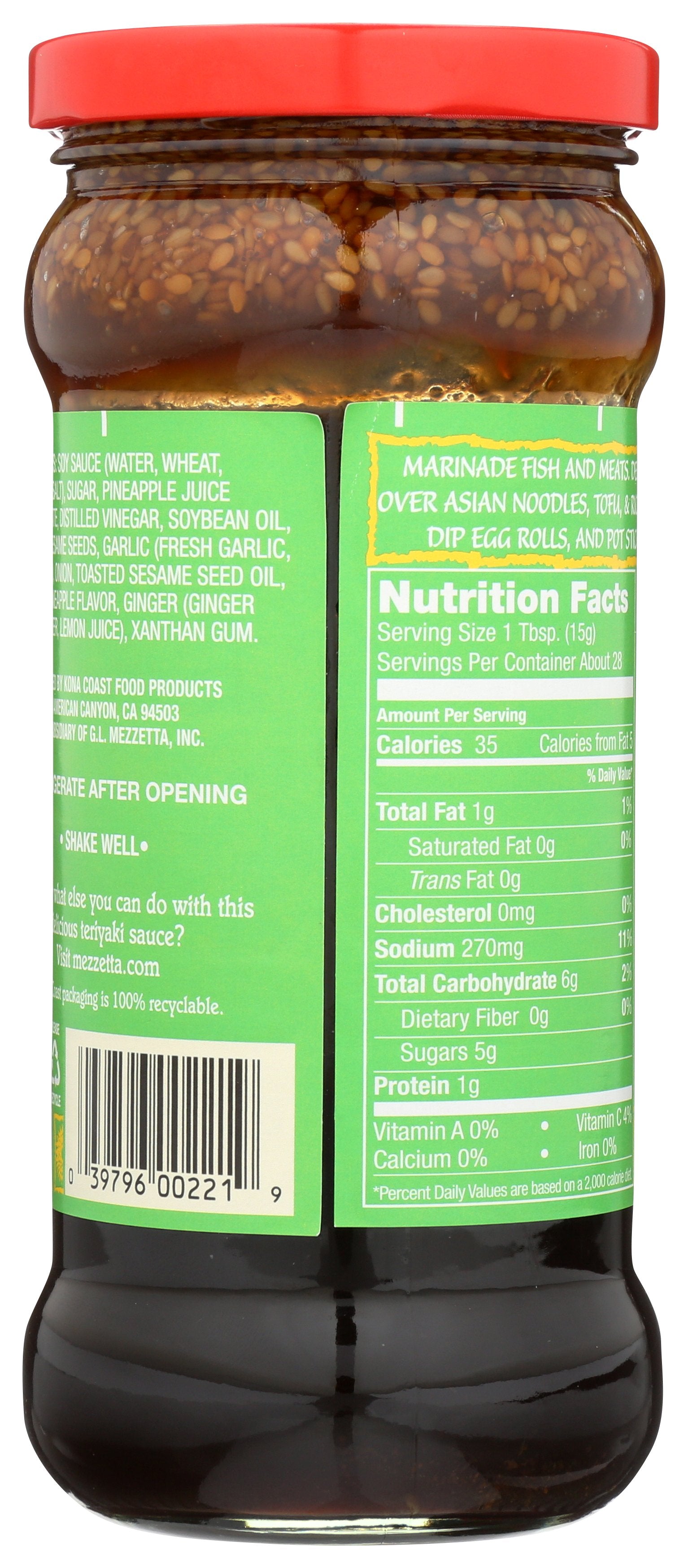 KONA COAST SAUCE TERIYAKI PARDSE PNAPPLE - Case of 6
