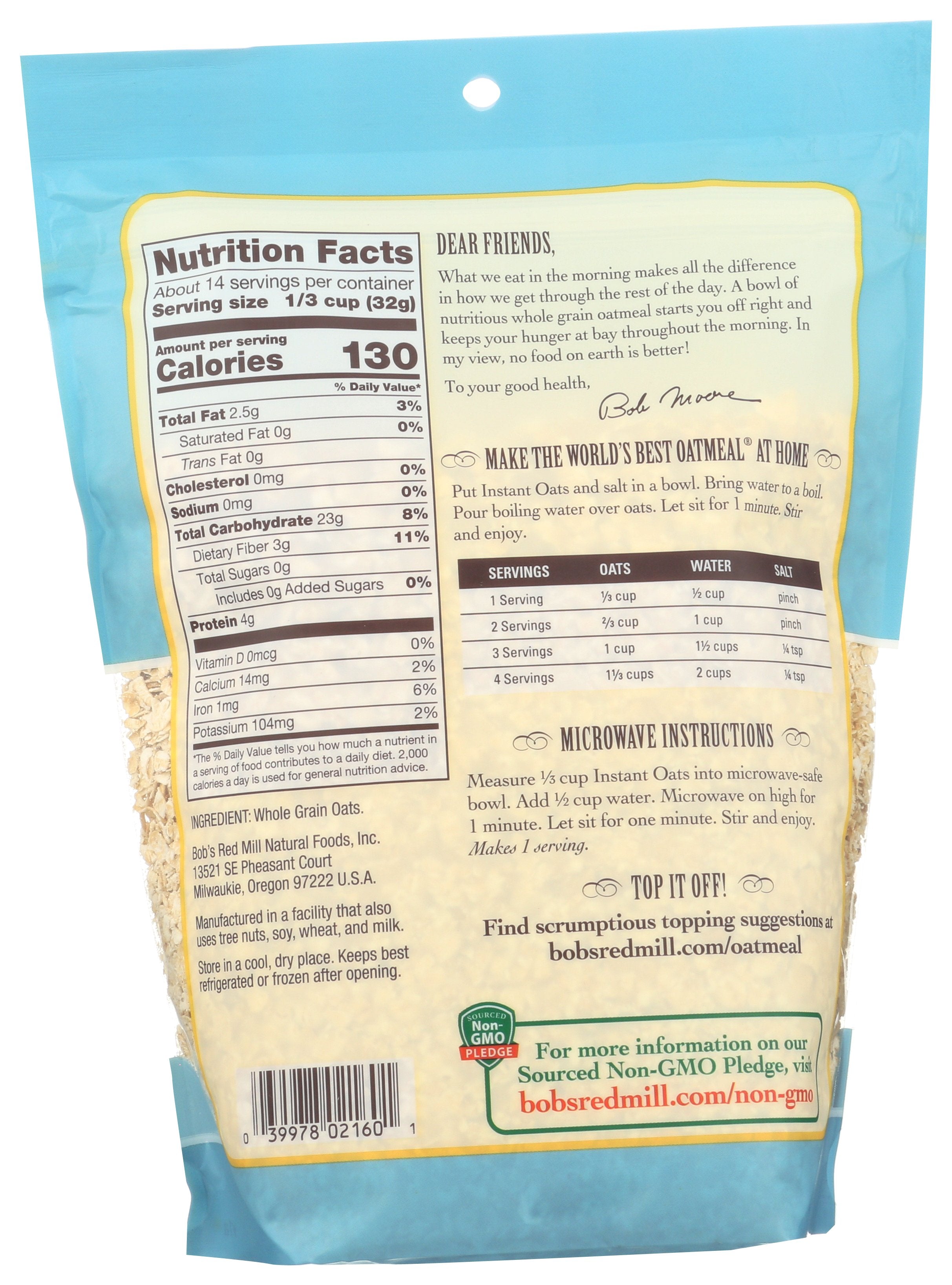 BOBS RED MILL OATS ROLLED INSTANT - Case of 4