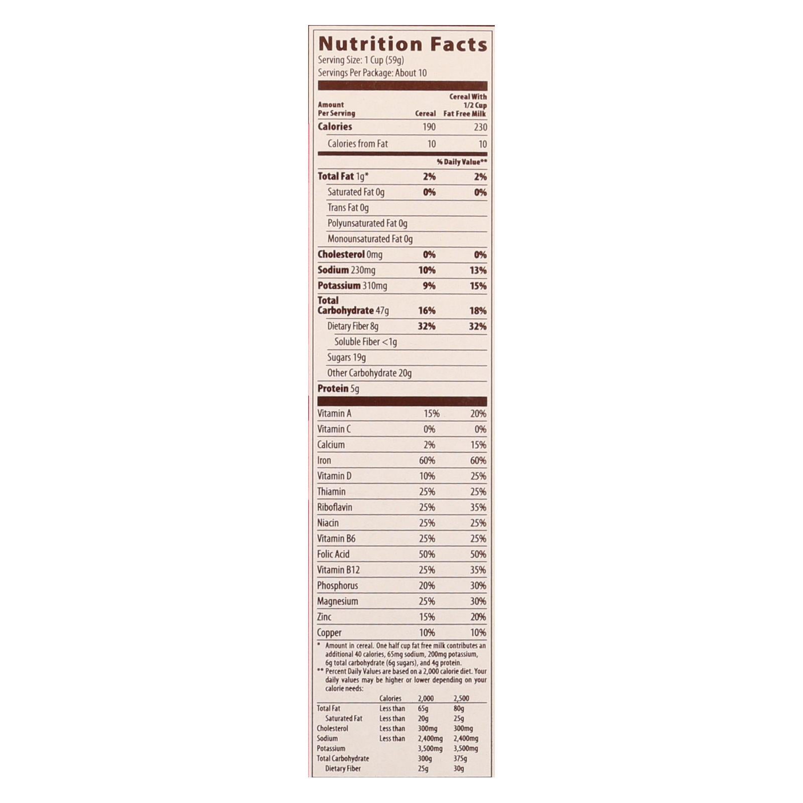 Mom's Best Raisin Bran Cereals - Case of 10 - 22 OZ